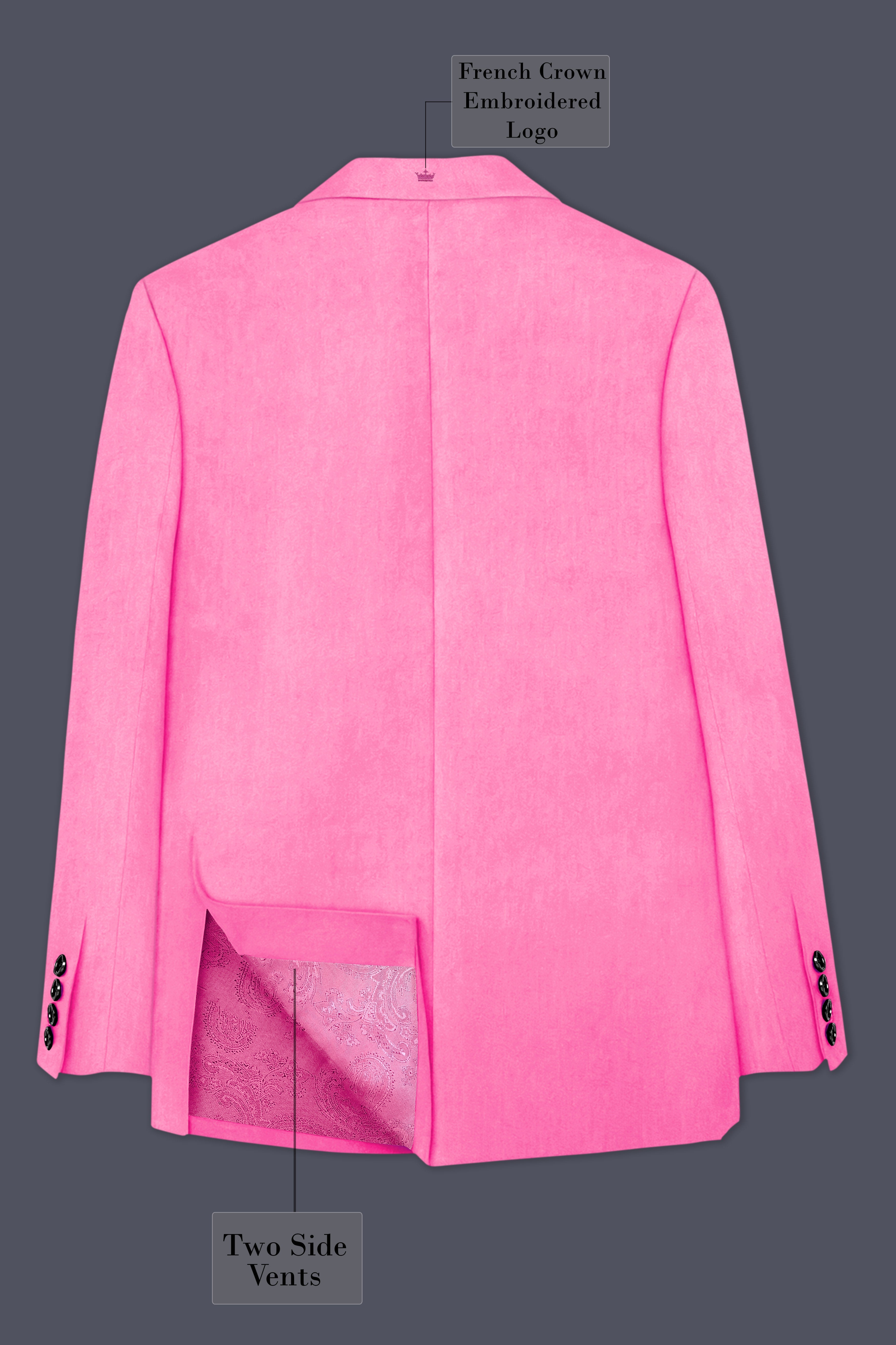 Regalis-Carnation Pink Velvet Peak Lapel Tuxedo Suit