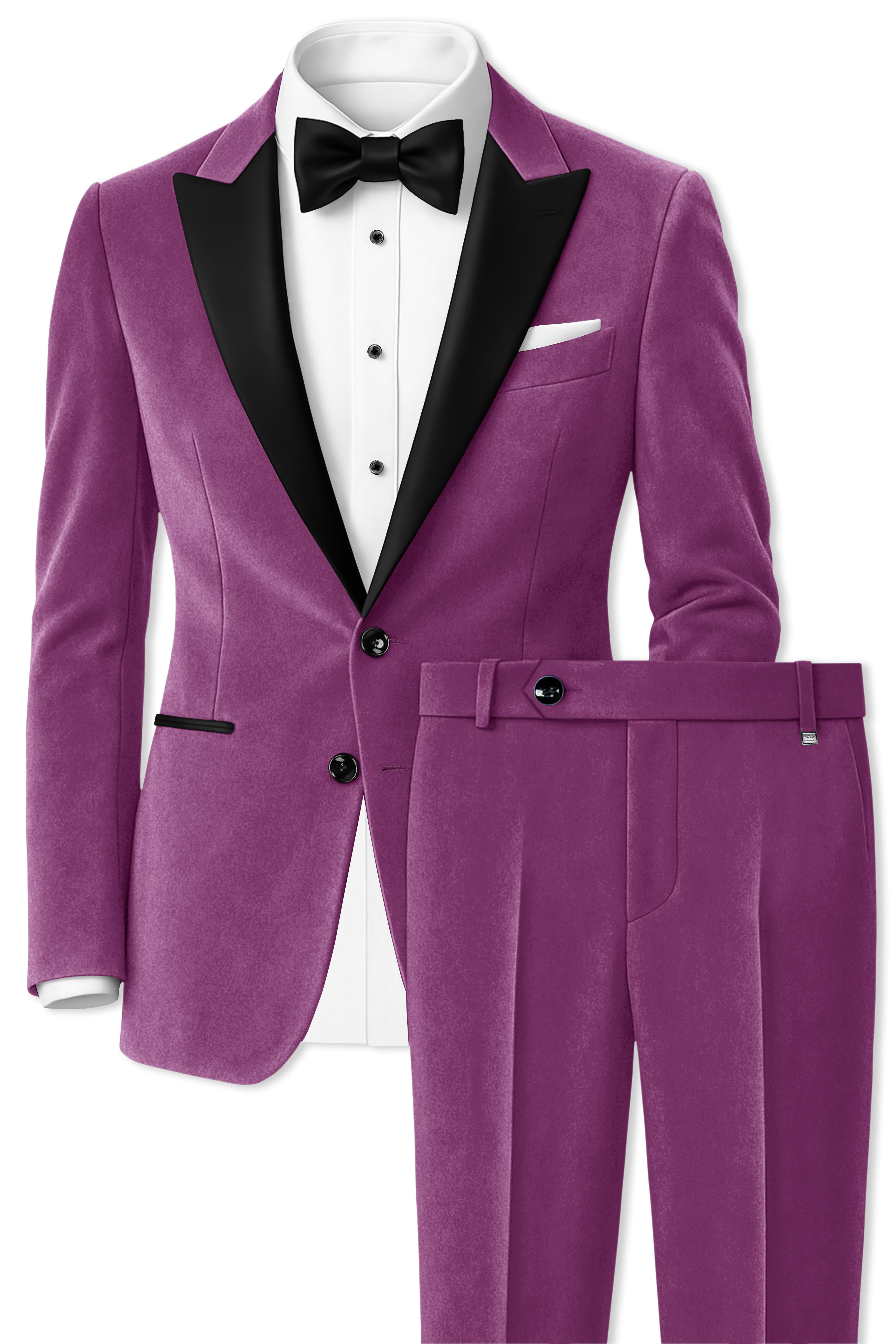 Imperial-Cannon Purple Velvet Peak Lapel Tuxedo Suit