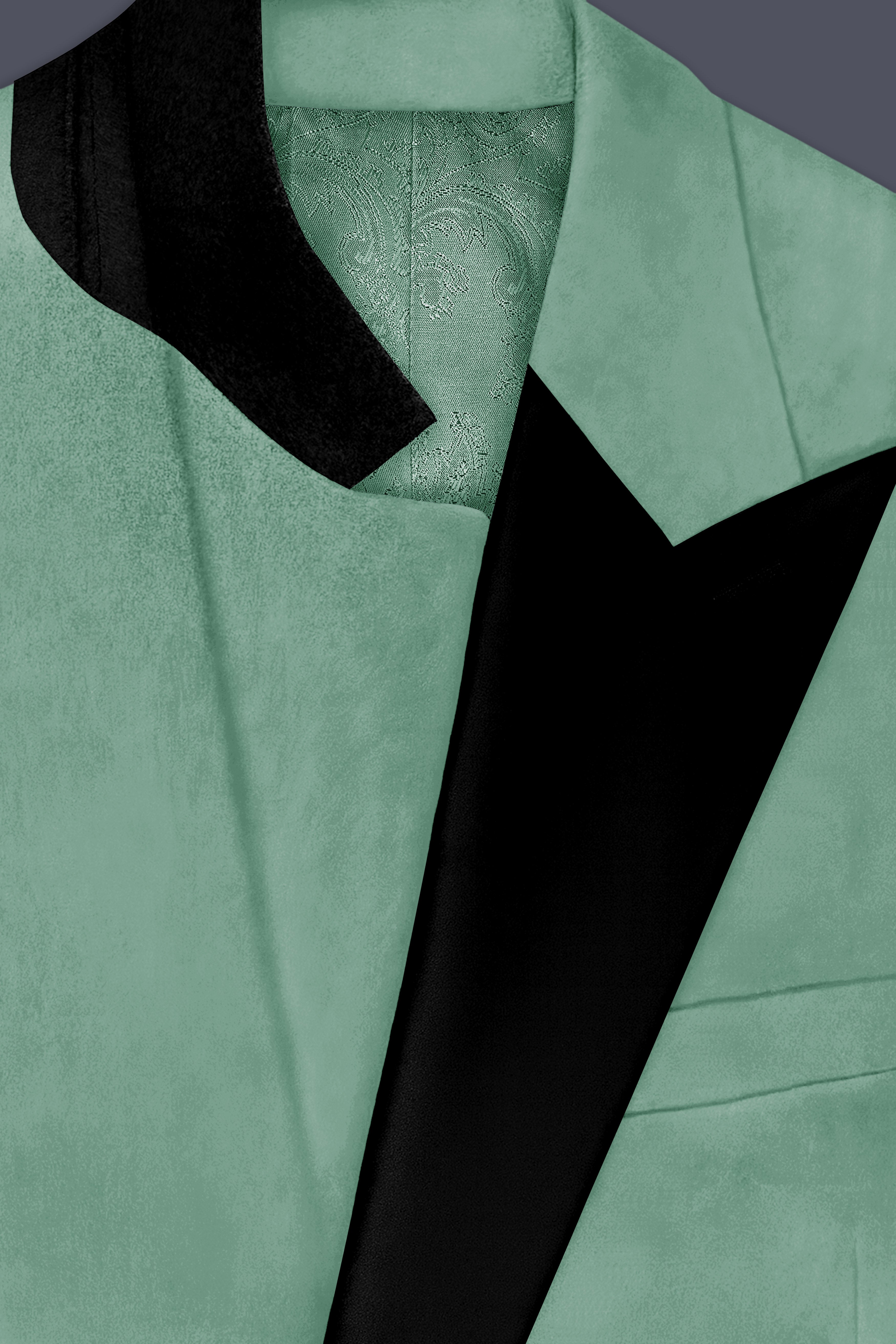 Viridian-Oxley Green Velvet Peak Lapel Tuxedo Suit