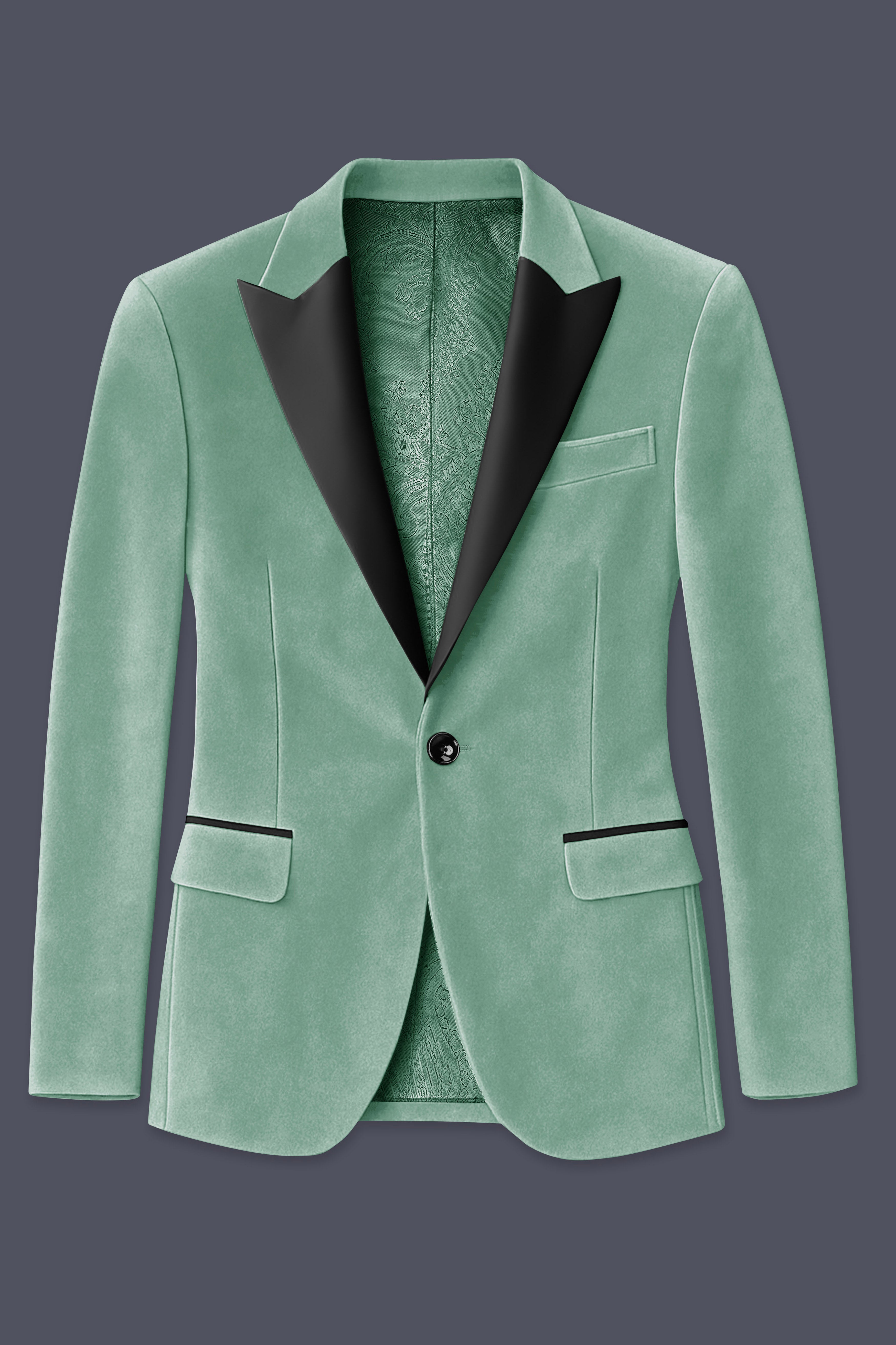 Viridian-Oxley Green Velvet Peak Lapel Tuxedo Suit