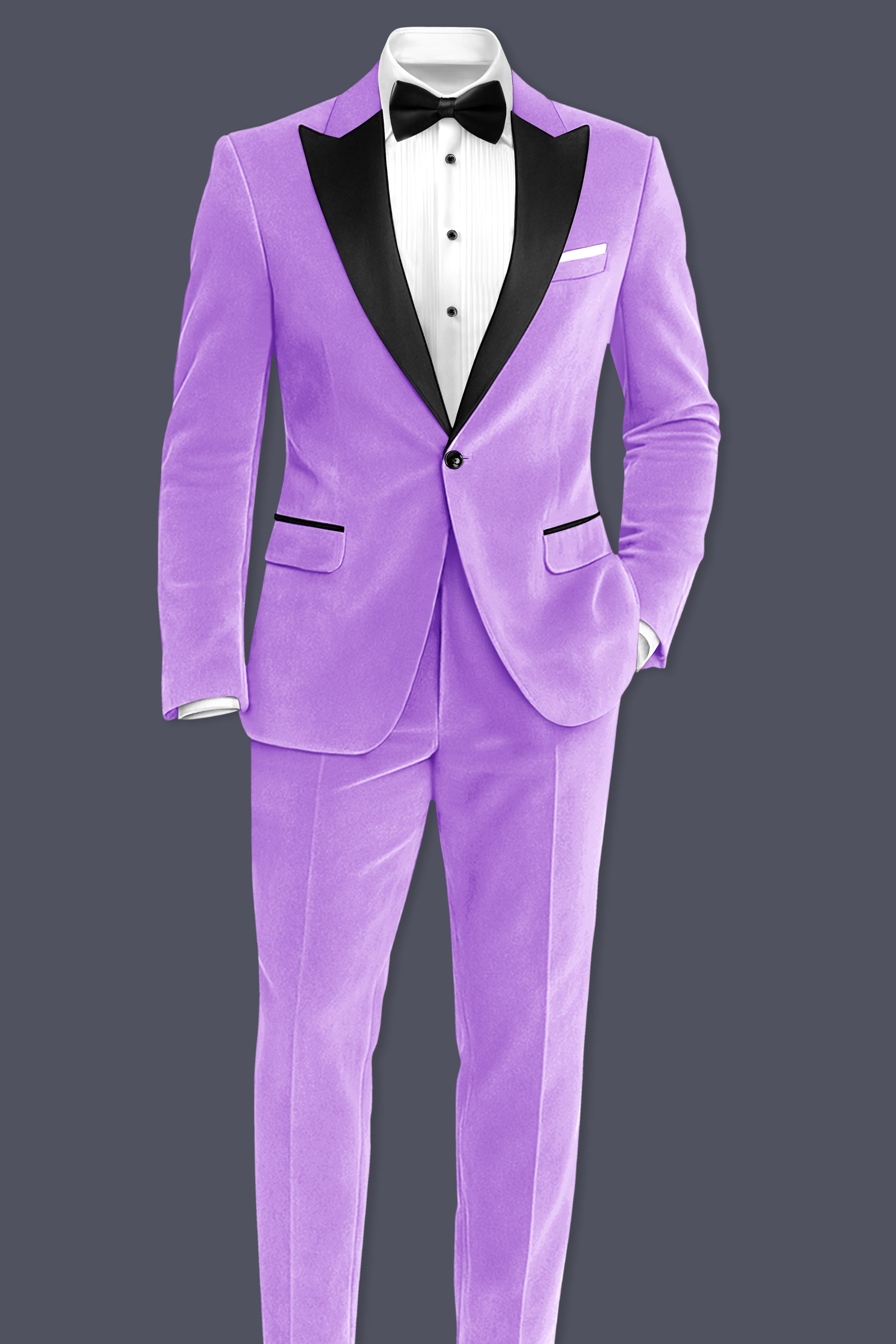 Orchid-Wisteria Purple Velvet Peak Lapel Tuxedo Suit