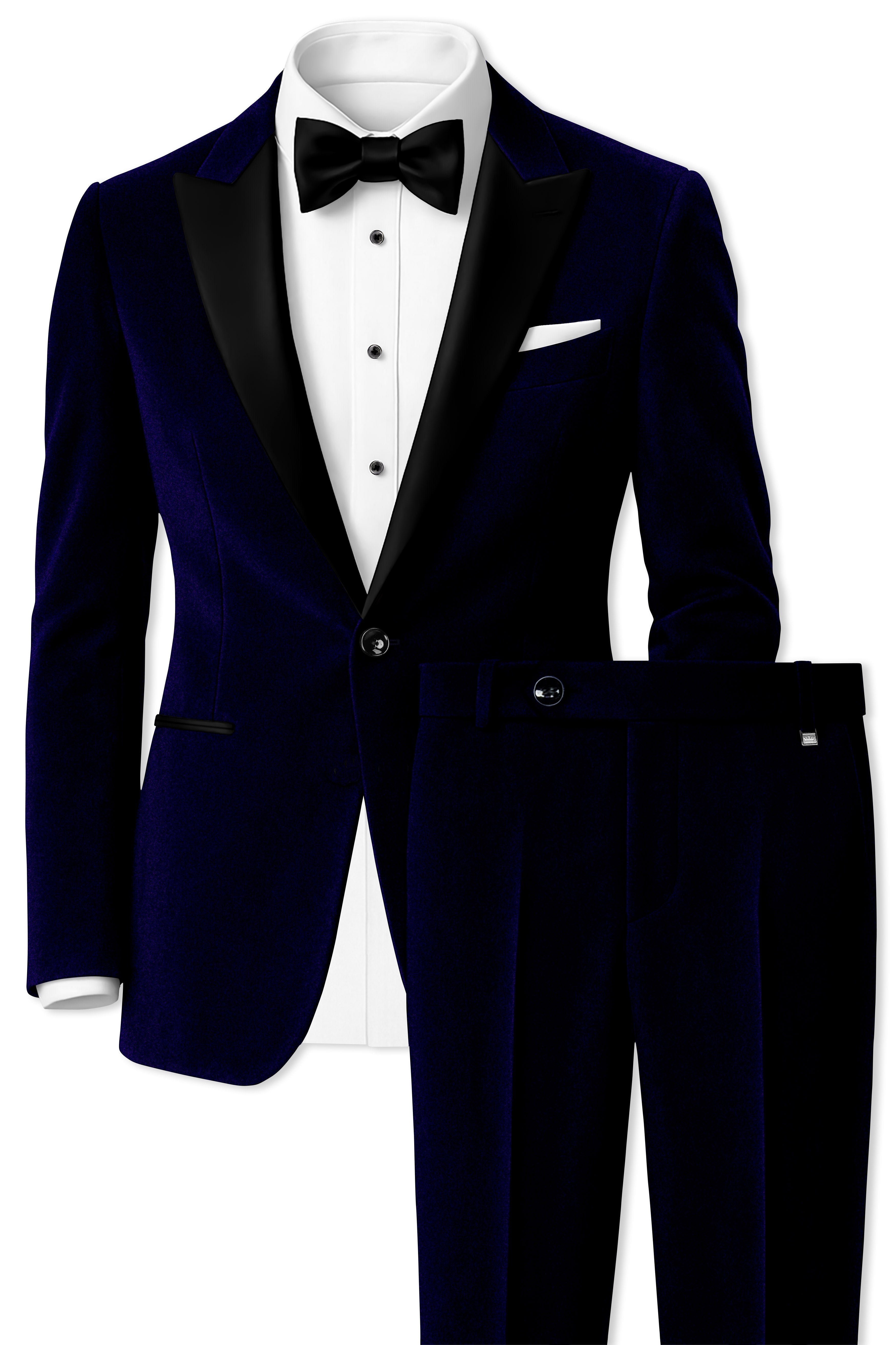 Aether-Stratos Blue Velvet Peak Lapel Tuxedo Suit