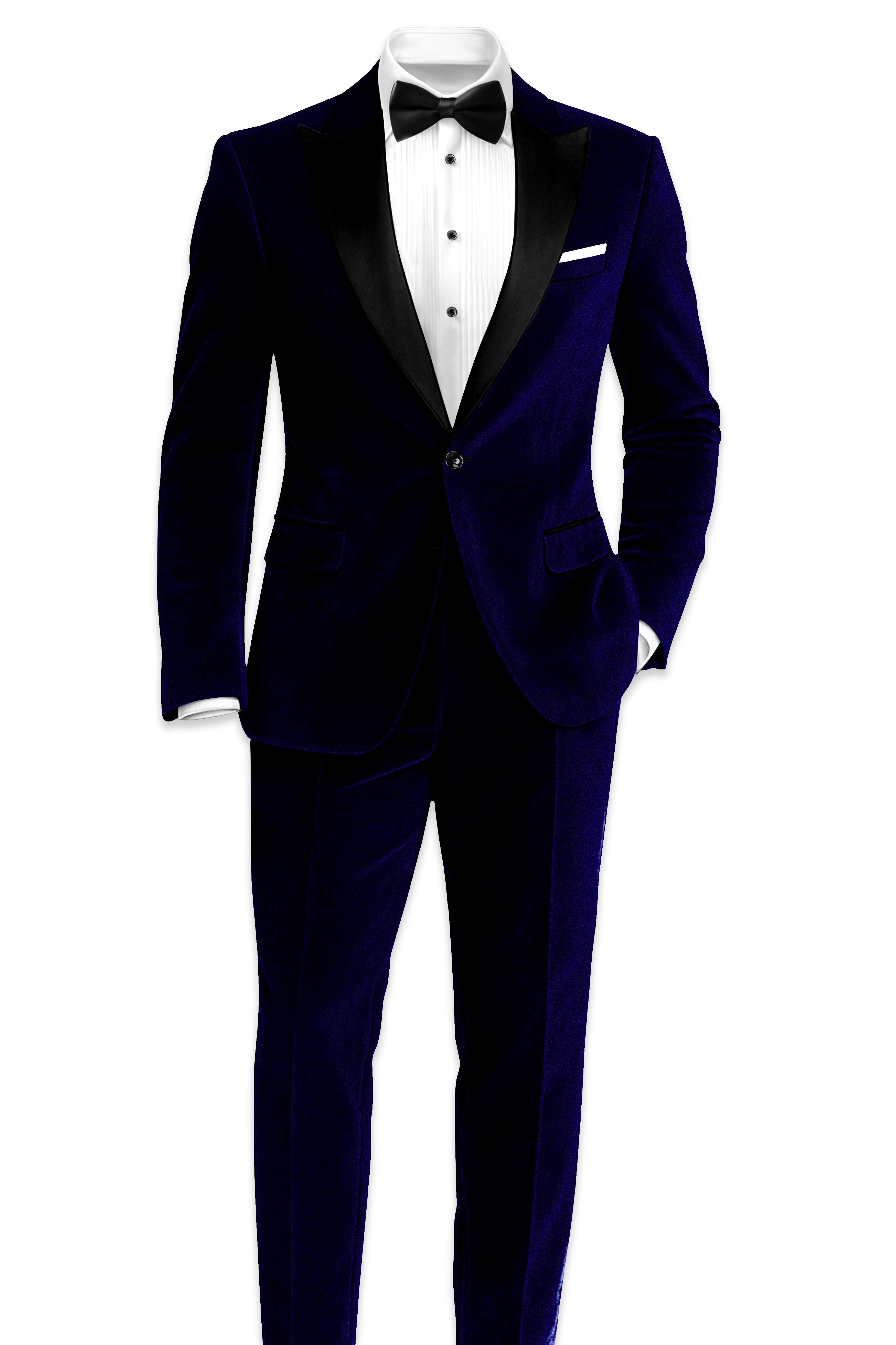 Aether-Stratos Blue Velvet Peak Lapel Tuxedo Suit