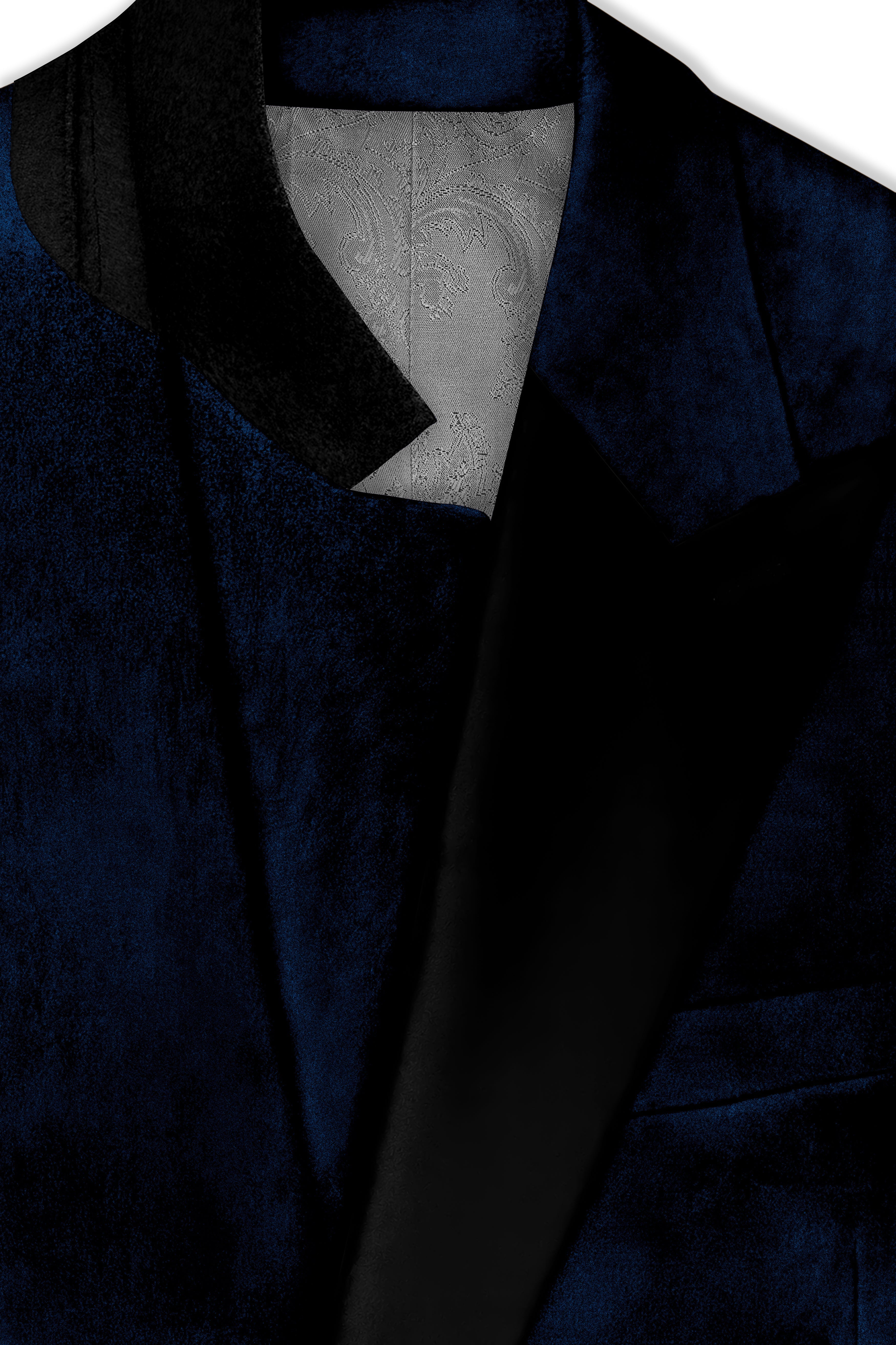 Ashen-Cinder Blue Velvet Peak Lapel Tuxedo Suit