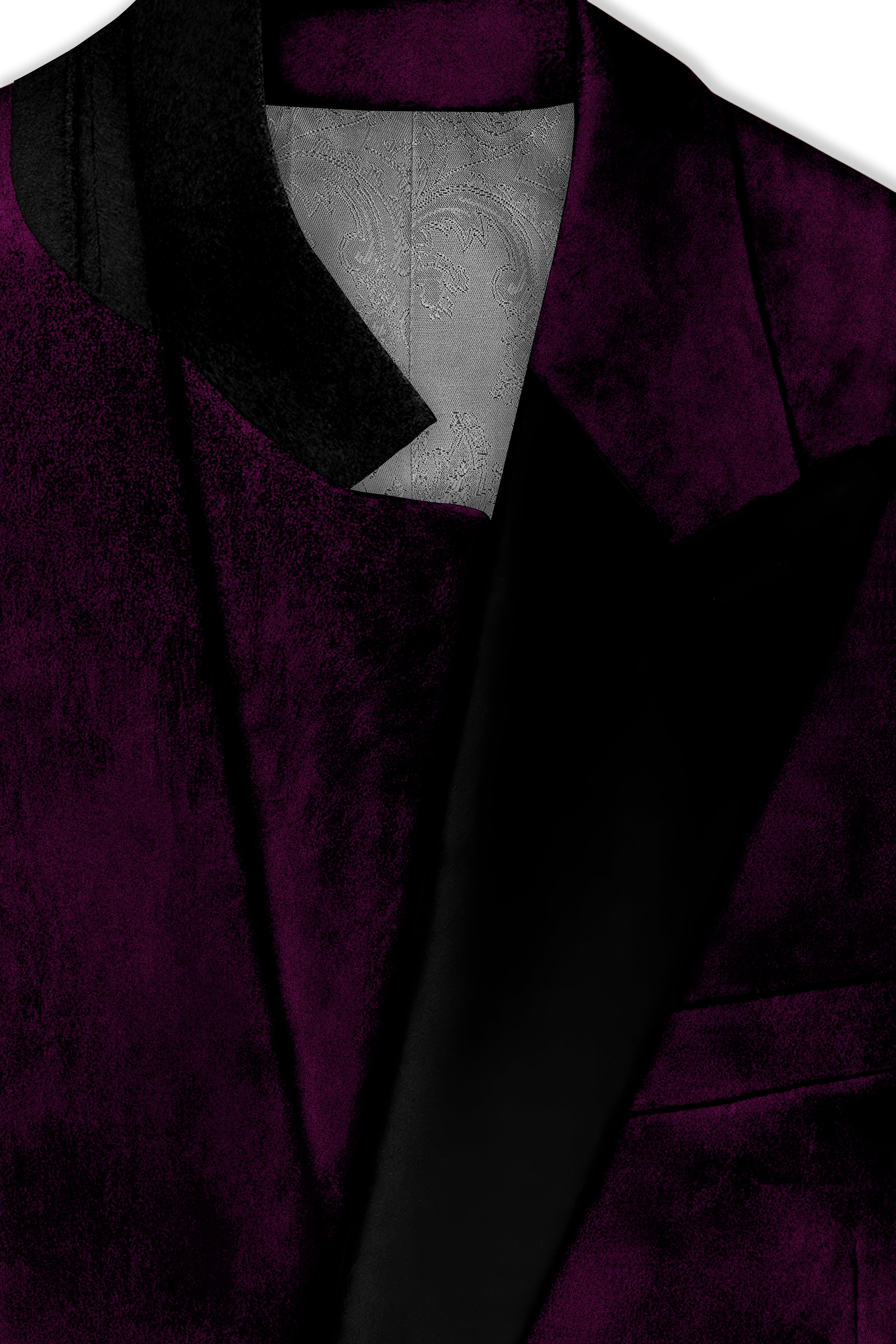 Merlot-Asphalt Wine Purple Velvet Peak Lapel Tuxedo Suit