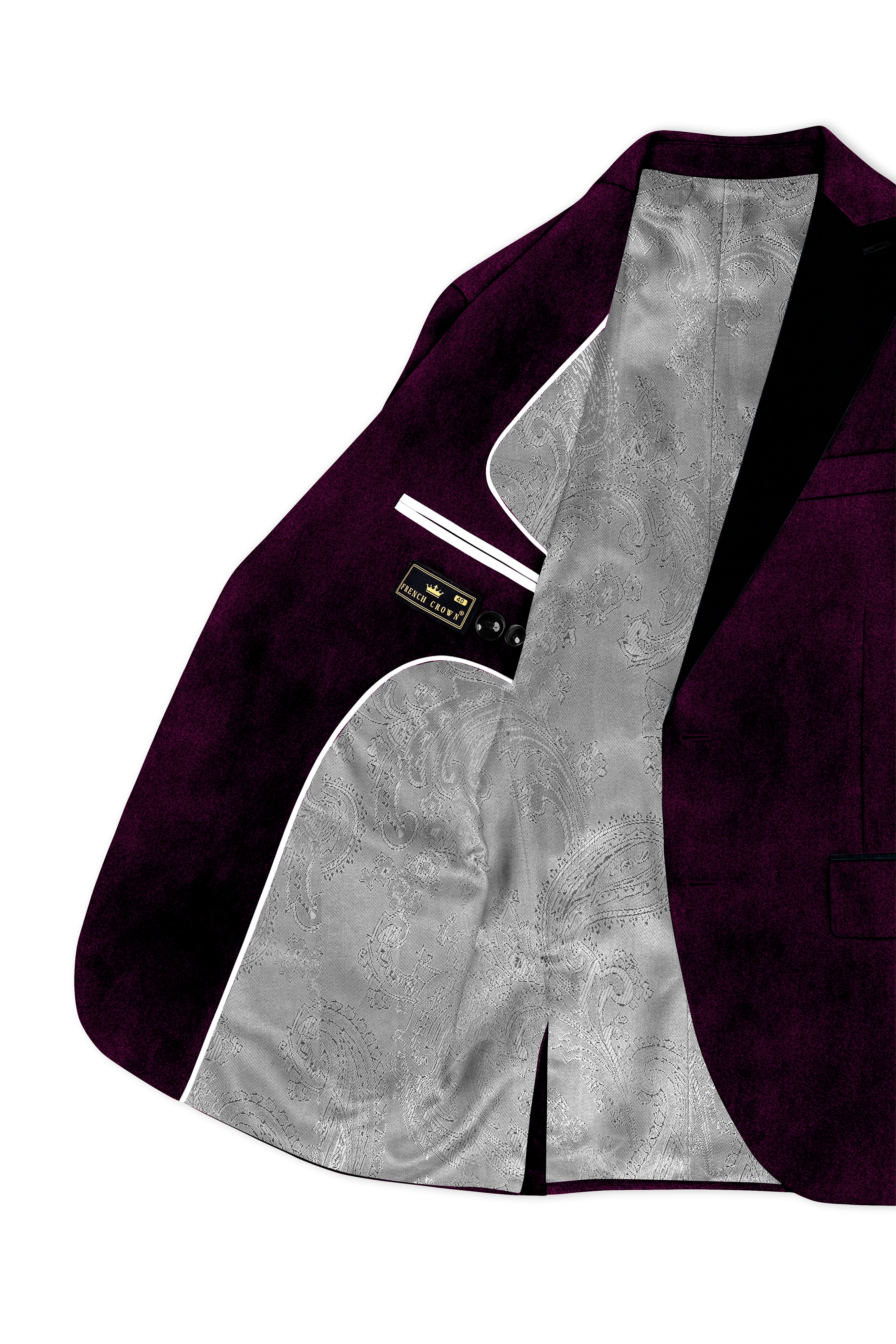 Merlot-Asphalt Wine Purple Velvet Peak Lapel Tuxedo Suit
