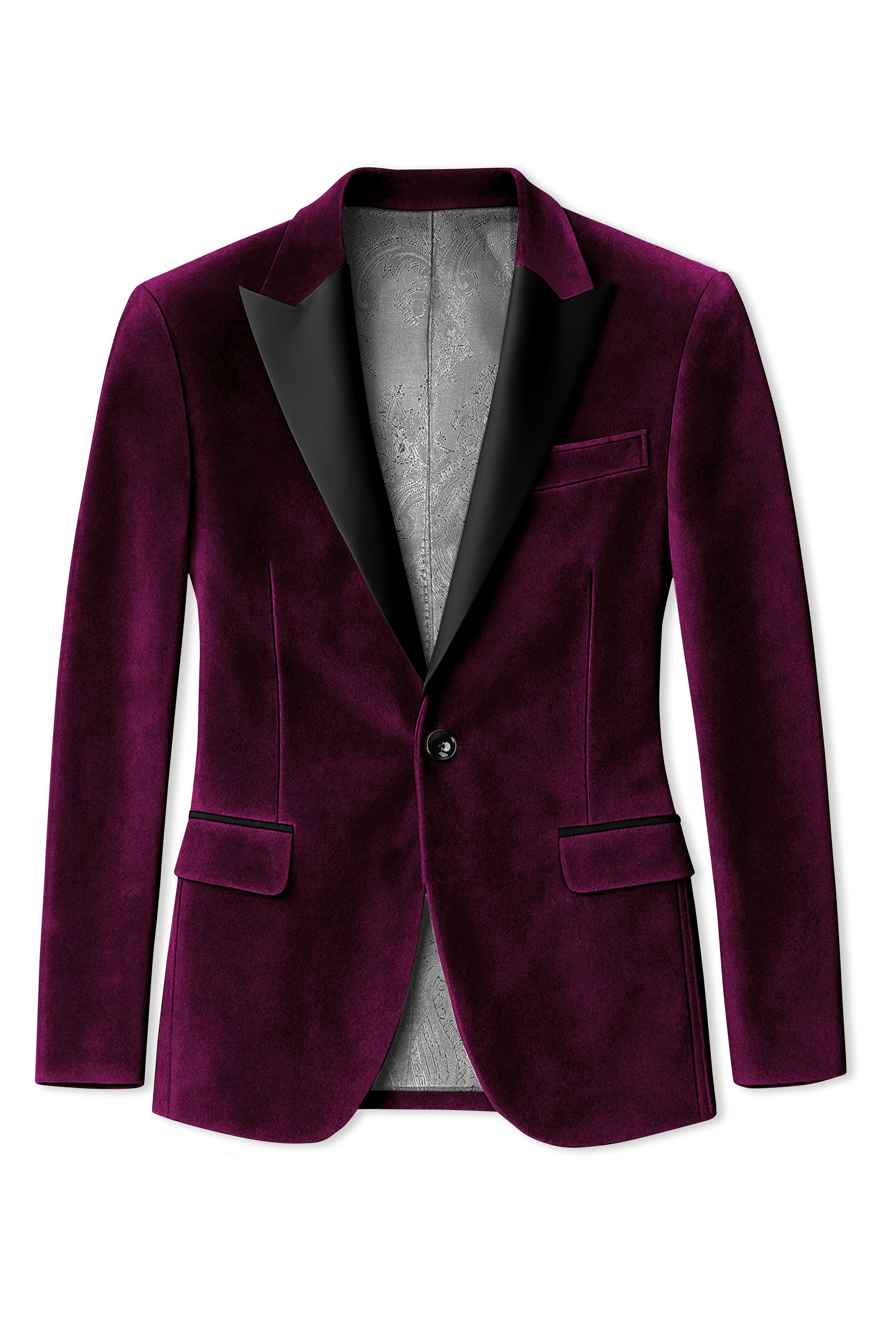 Corale-Tamarind Pink Velvet Peak Lapel Tuxedo Suit