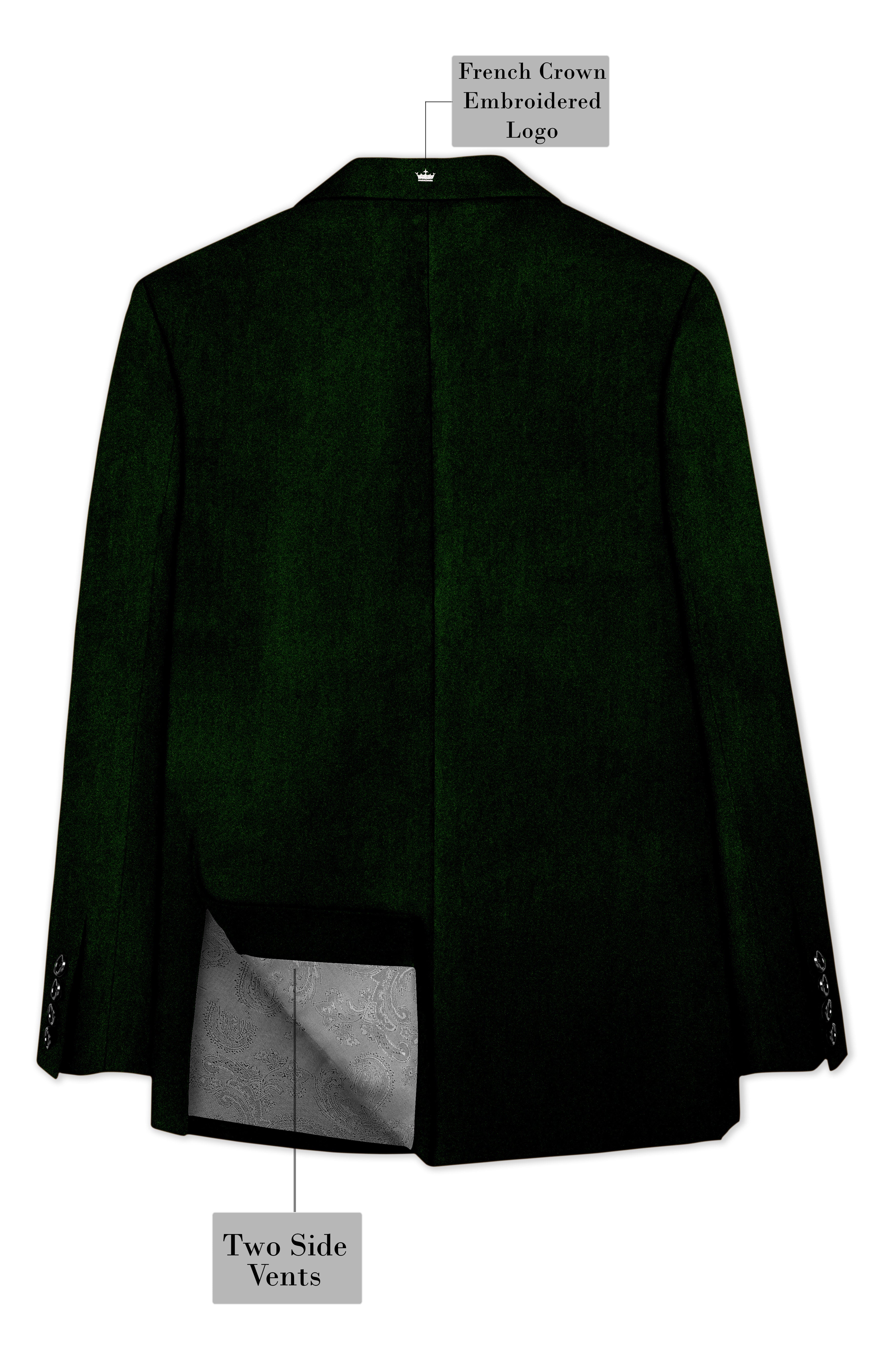 Emerald-Sacramento Green Velvet Peak Lapel Tuxedo Suit
