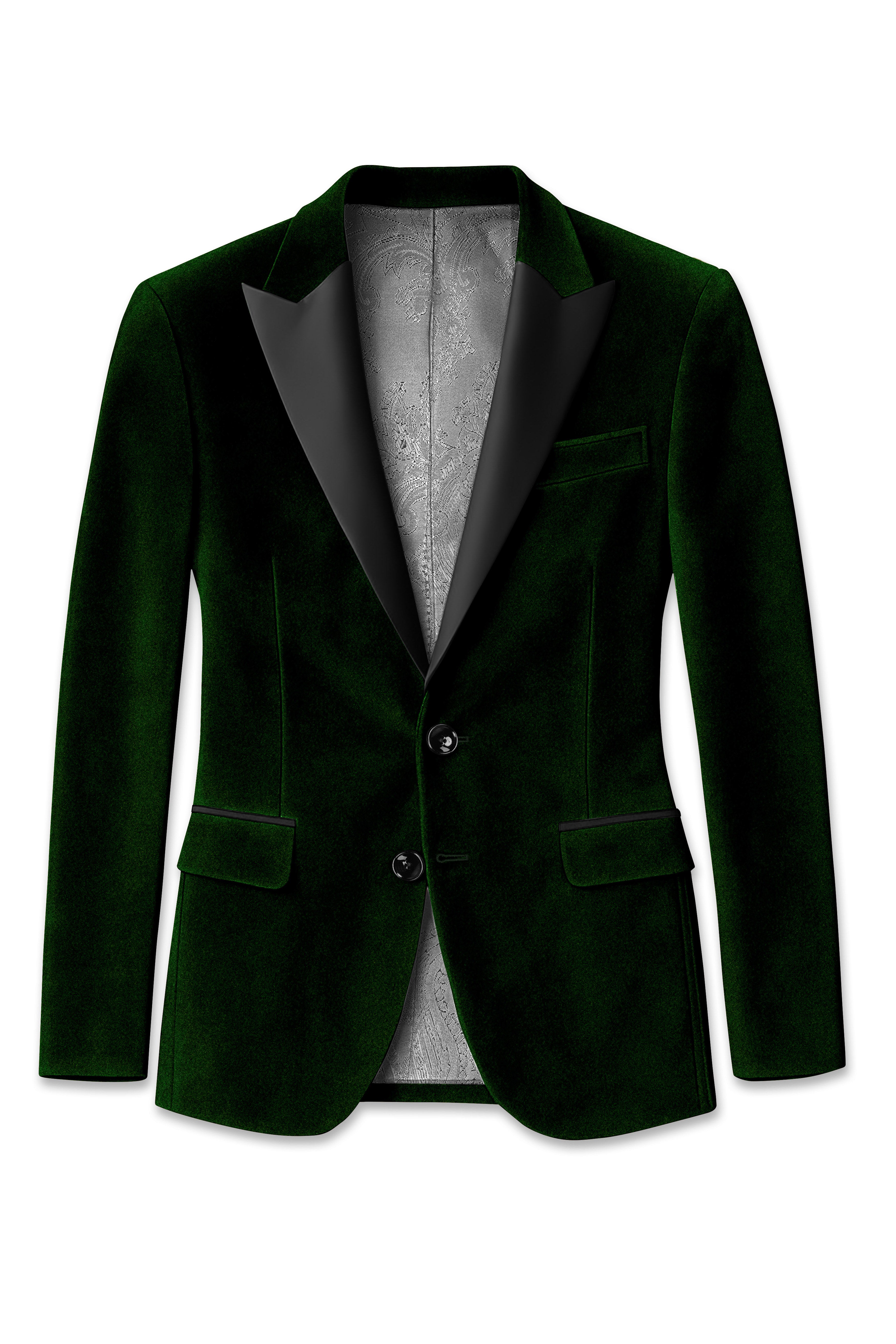 Emerald-Sacramento Green Velvet Peak Lapel Tuxedo Suit