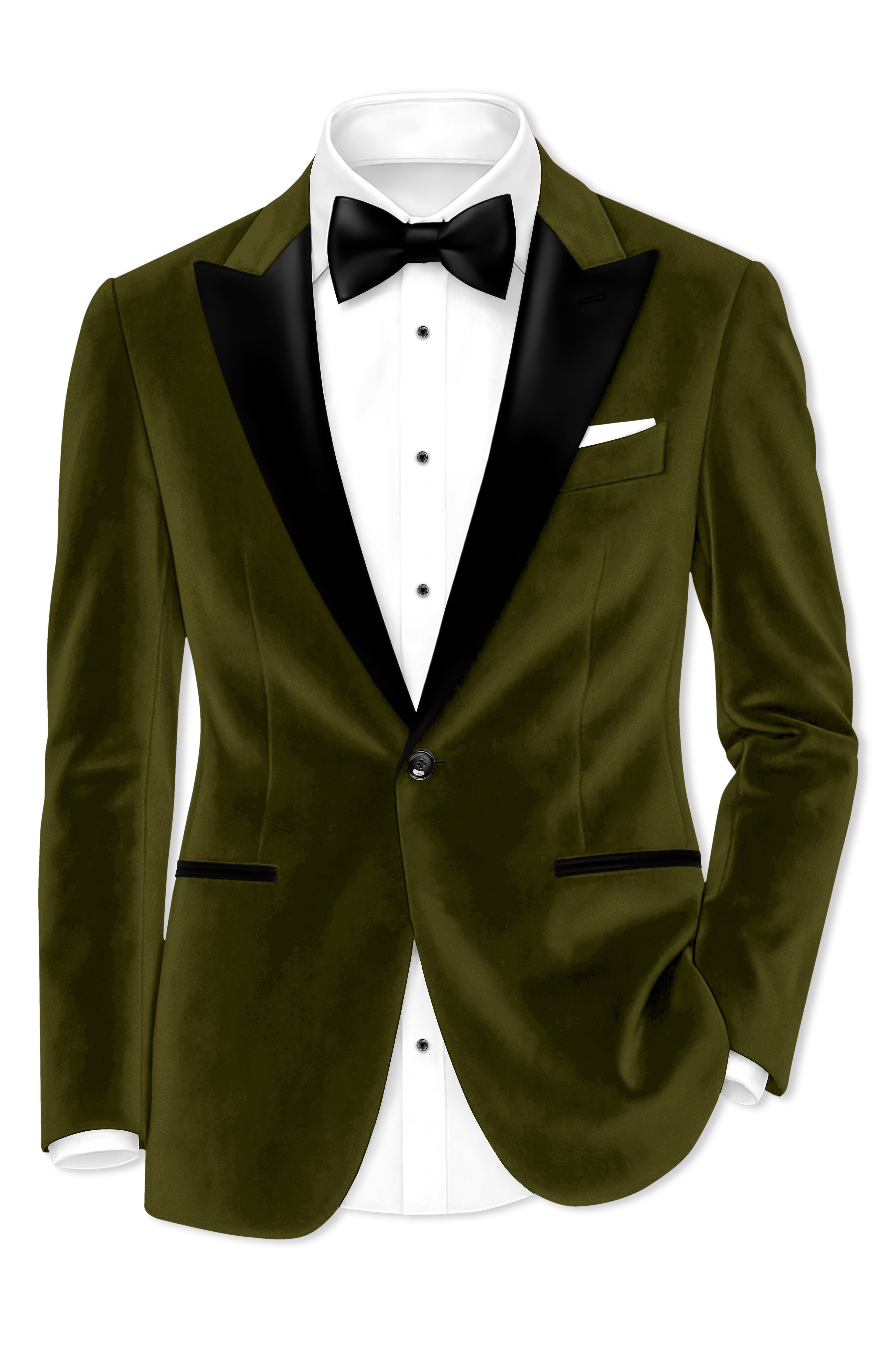 Hunter-Clinker Green Velvet Peak Lapel Tuxedo Suit