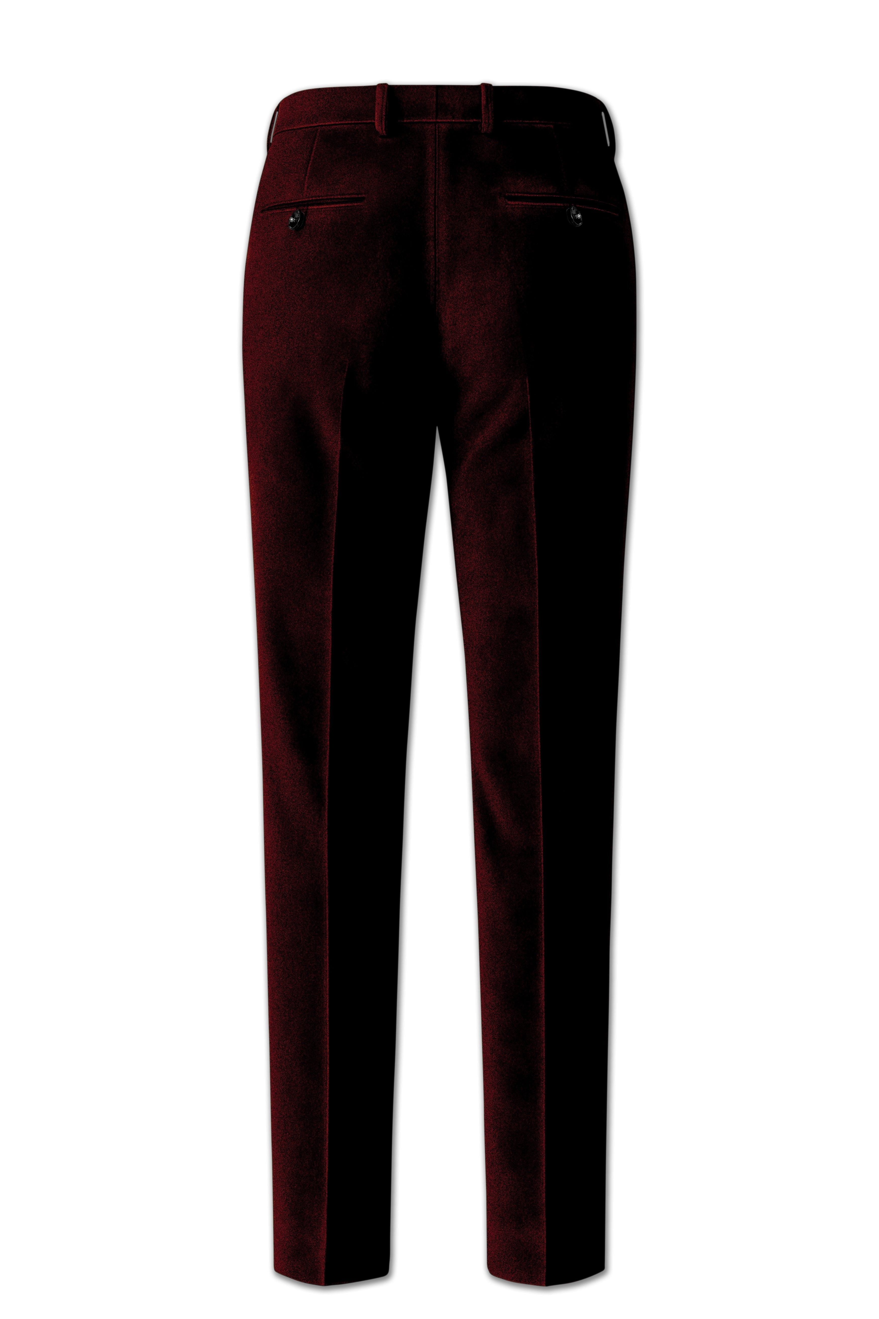 Crimson-Sepia Red Velvet Peak Lapel Tuxedo Suit