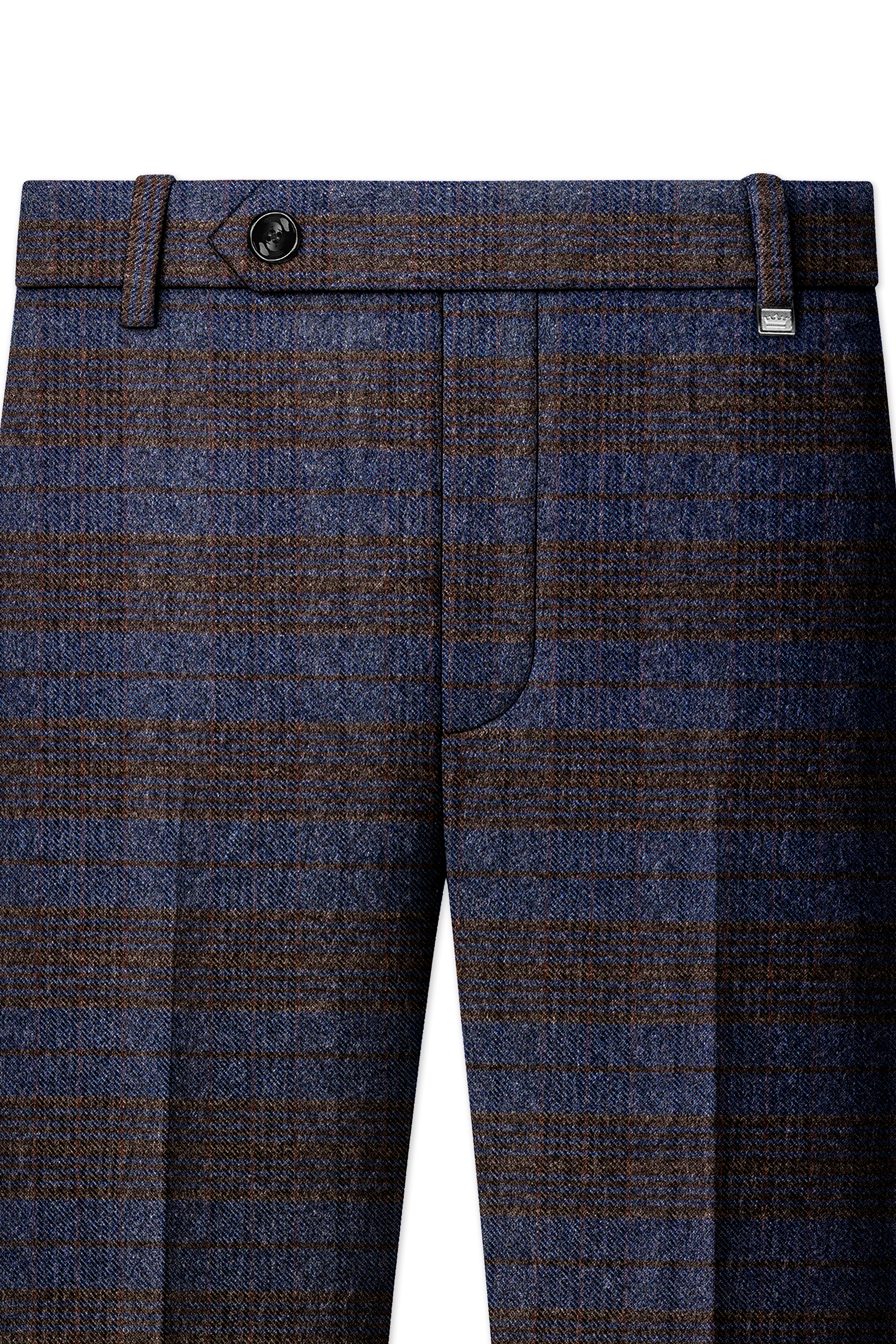 Velourish-Tealish Blue And Tuatara Gray Glen Plaid Tweed Double Breasted Suits