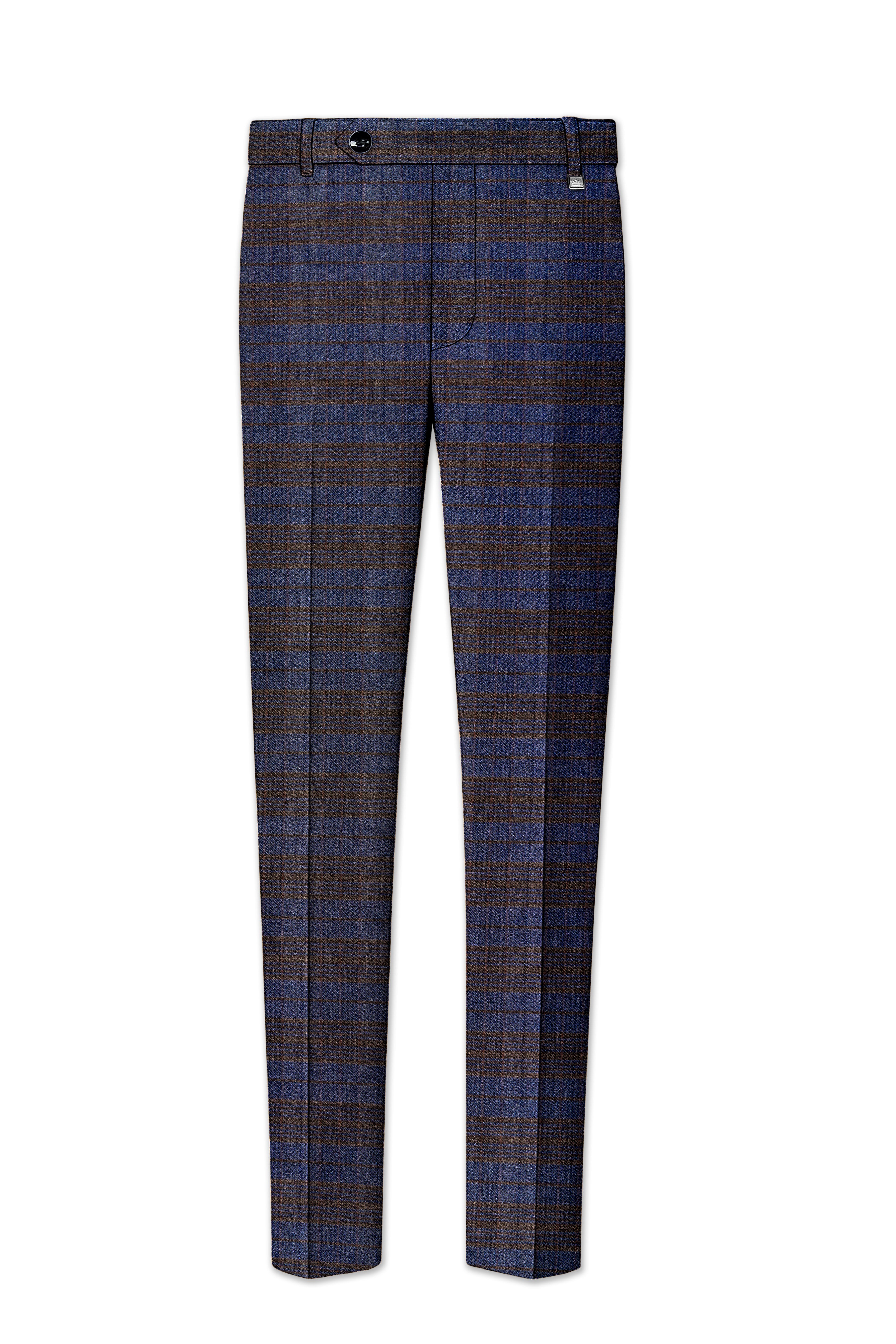Velourish-Tealish Blue And Tuatara Gray Glen Plaid Tweed Double Breasted Suits