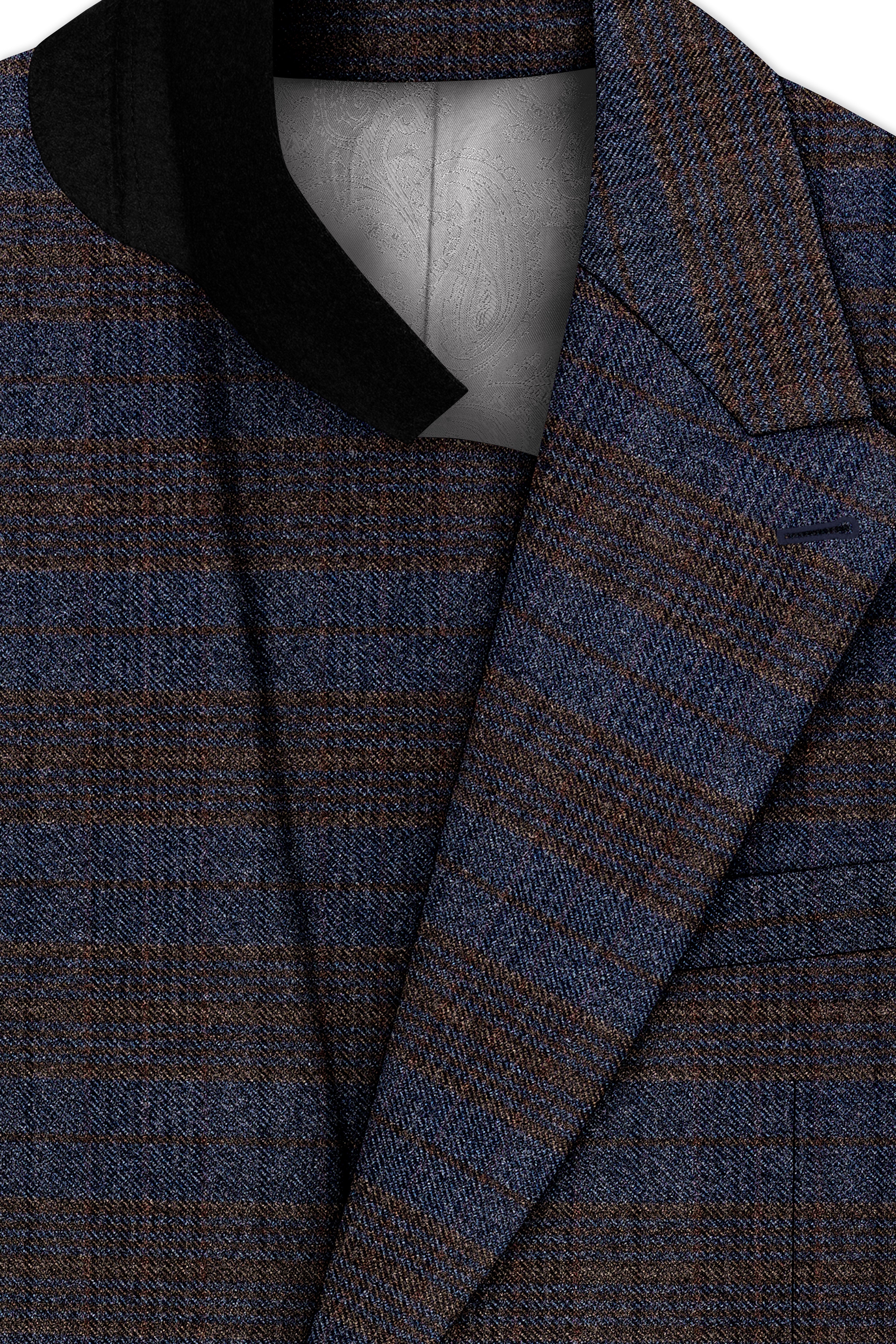 Velourish-Tealish Blue And Tuatara Gray Glen Plaid Tweed Double Breasted Suits