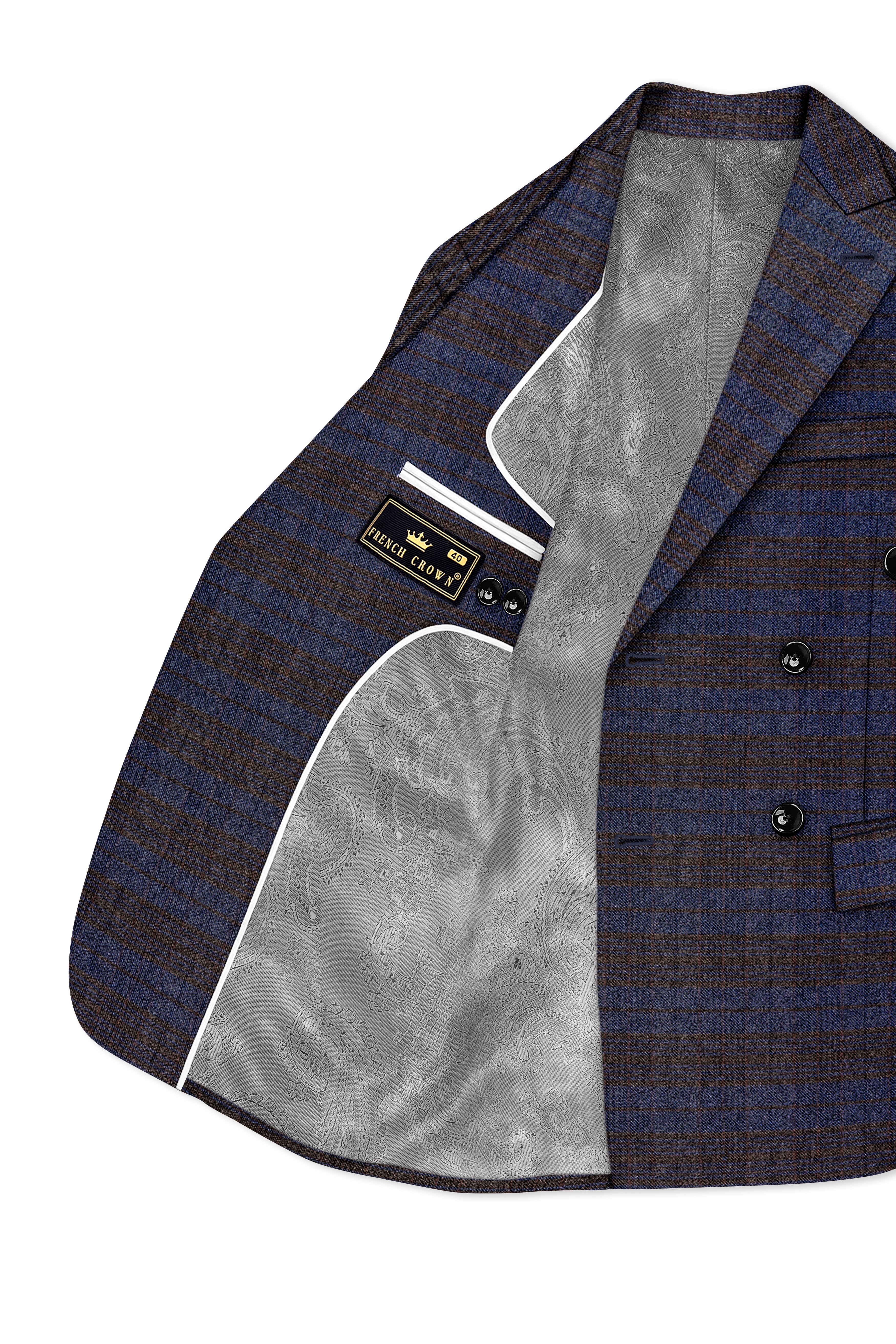 Velourish-Tealish Blue And Tuatara Gray Glen Plaid Tweed Double Breasted Suits