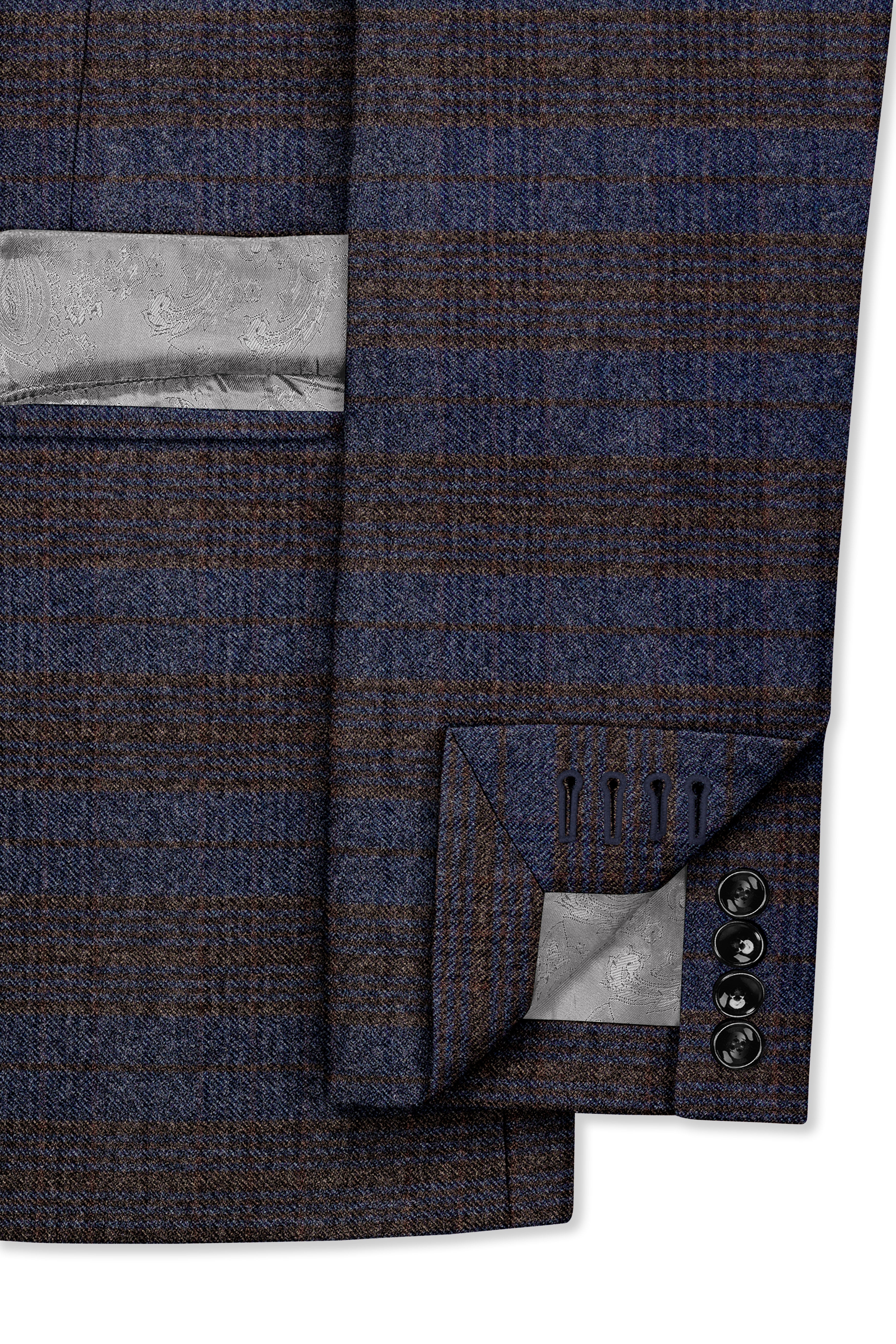 Velourish-Tealish Blue And Tuatara Gray Glen Plaid Tweed Double Breasted Suits