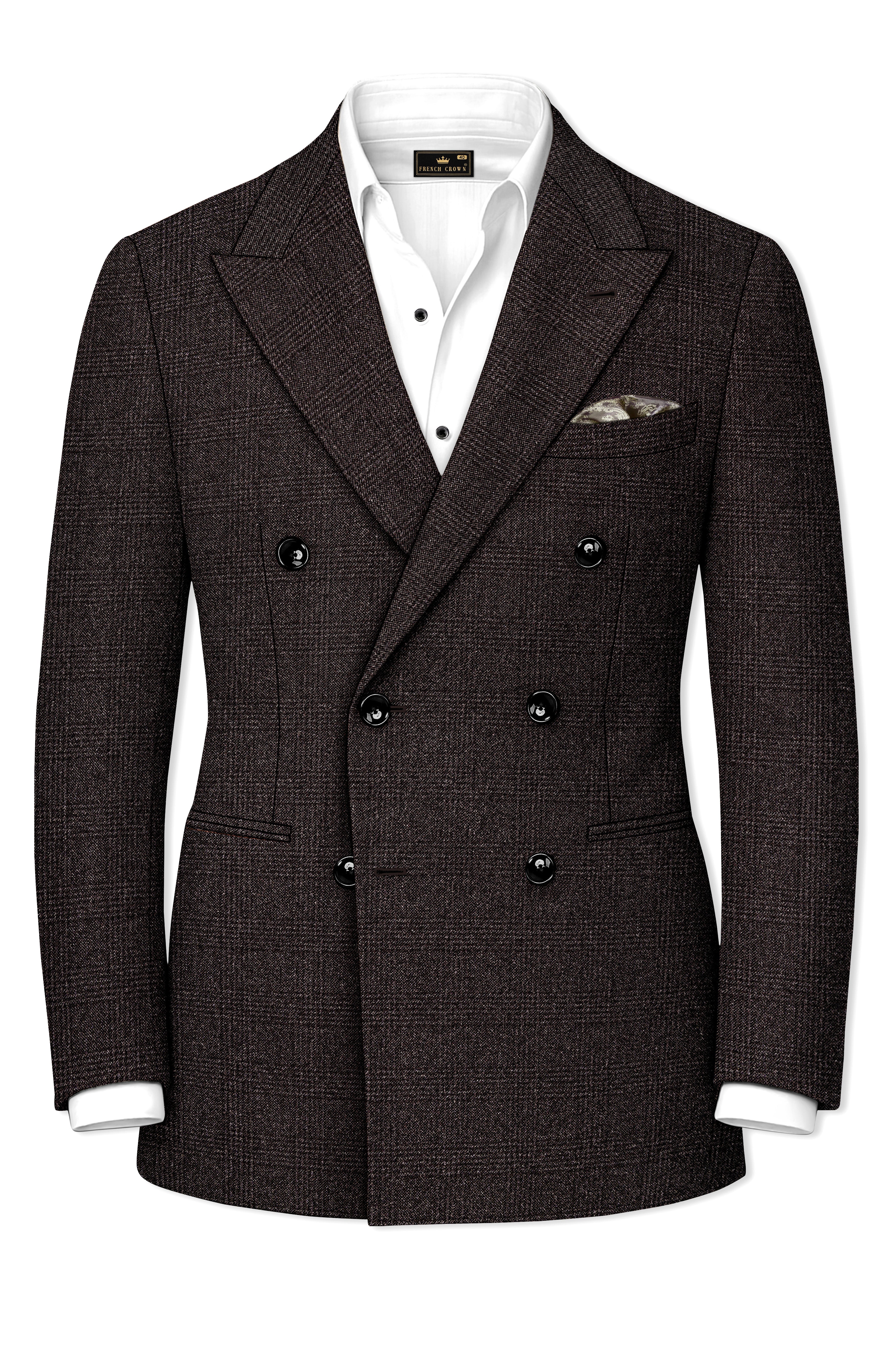 Bruno-Chicago Brown Wales Plaid Tweed Double Breasted Suits