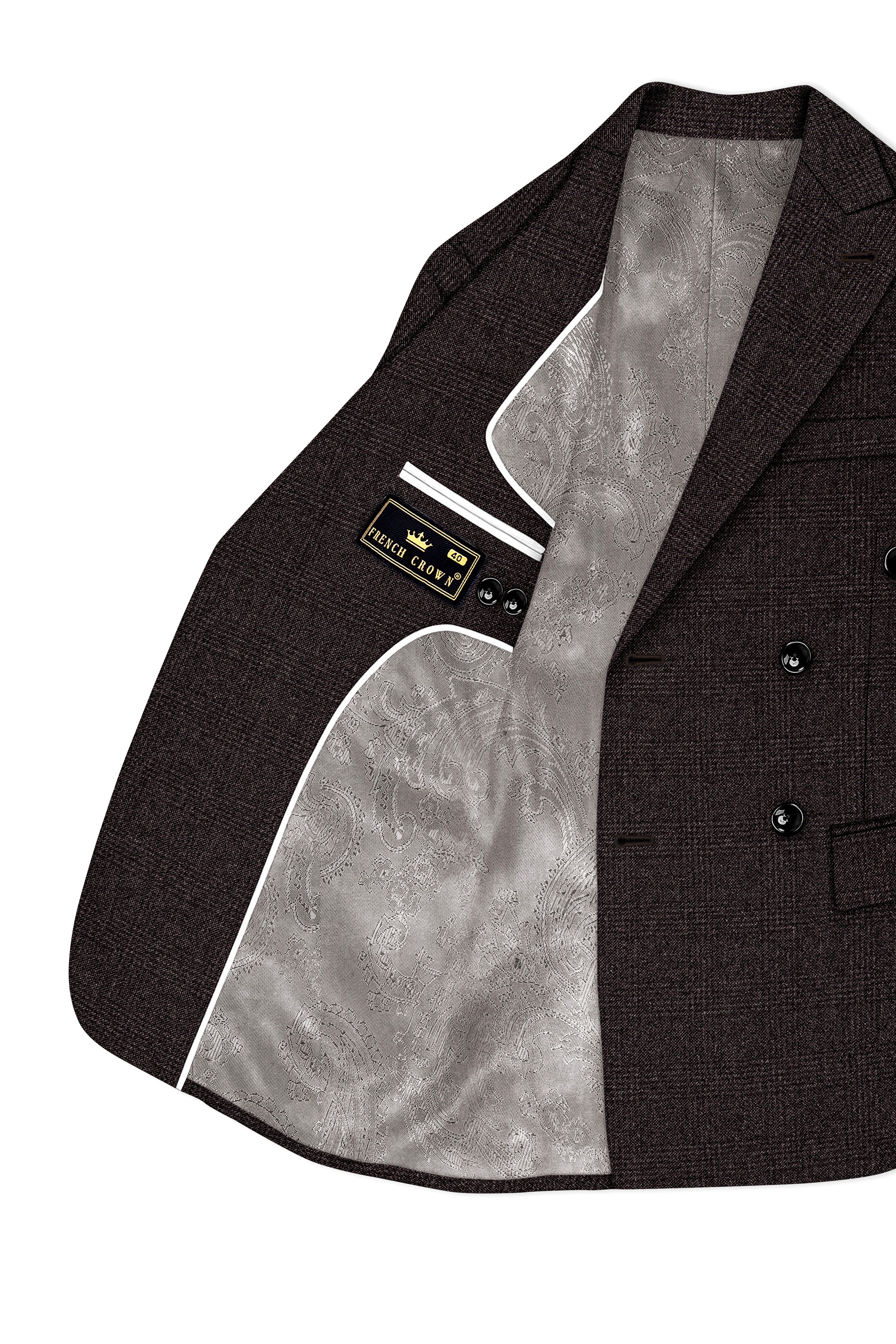 Bruno-Chicago Brown Wales Plaid Tweed Double Breasted Suits