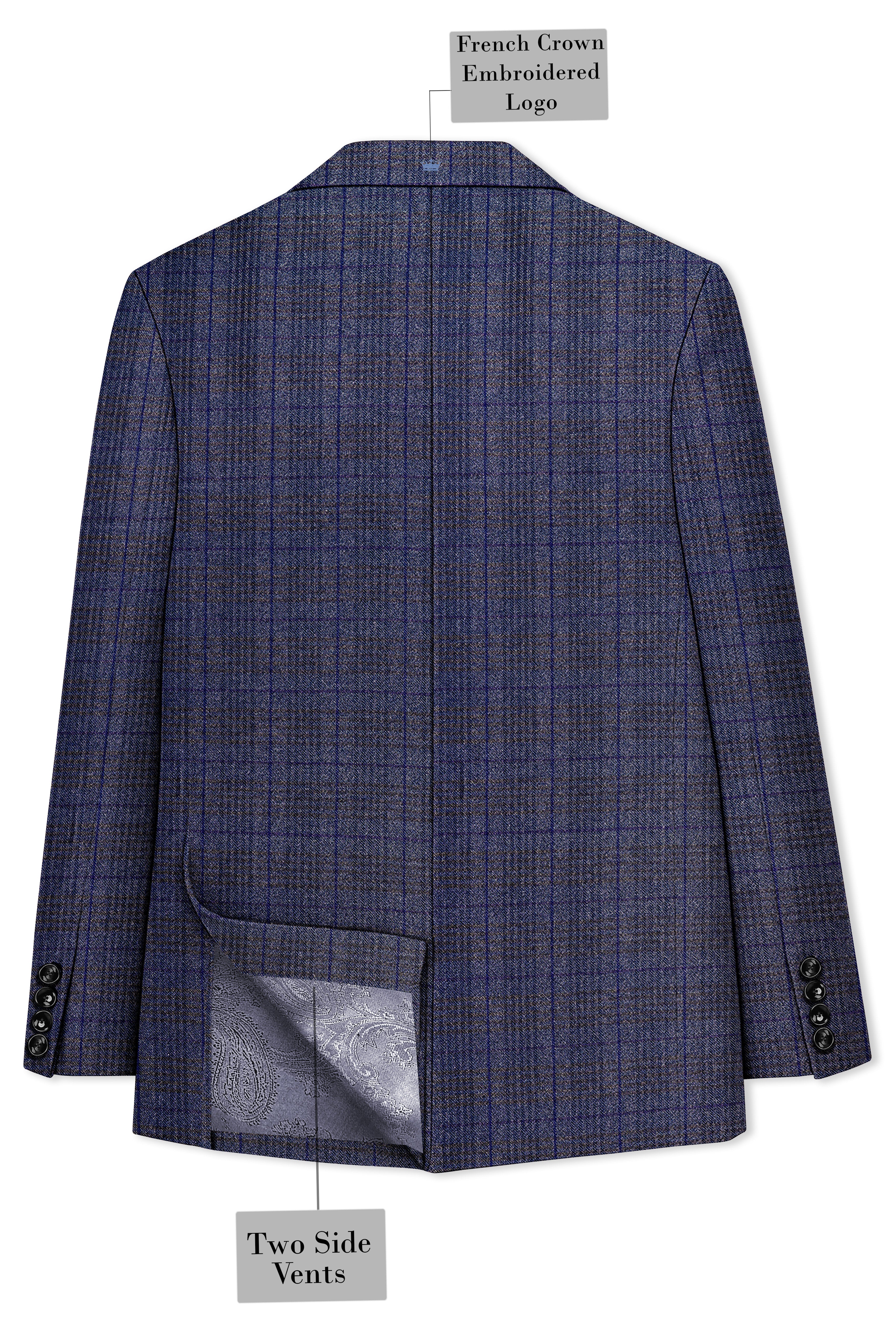 Horizon-Martinique Blue windowpane Tweed Double Breasted Suits
