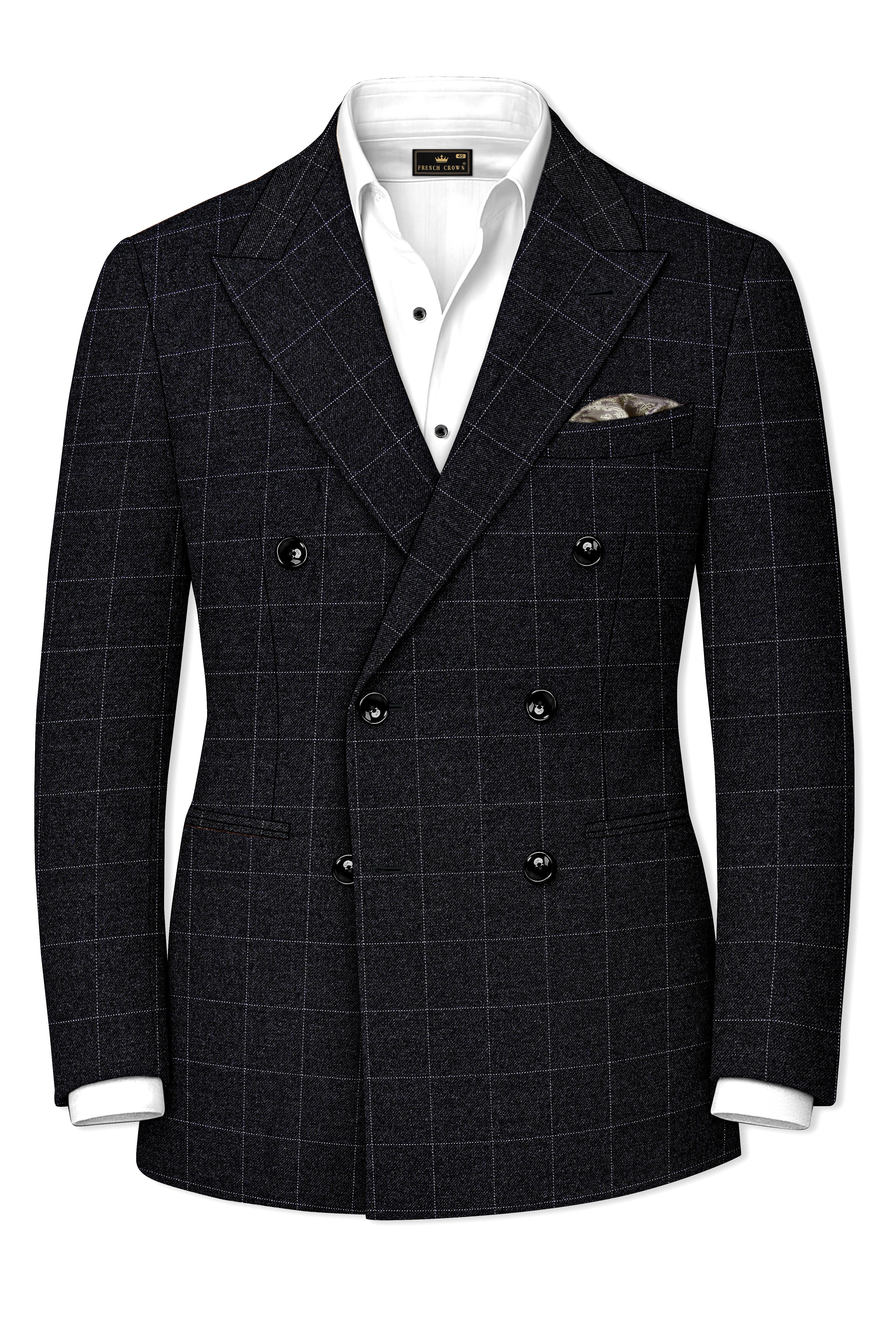 Fenrir-Shark Gray windowpane Tweed Double Breasted Suits