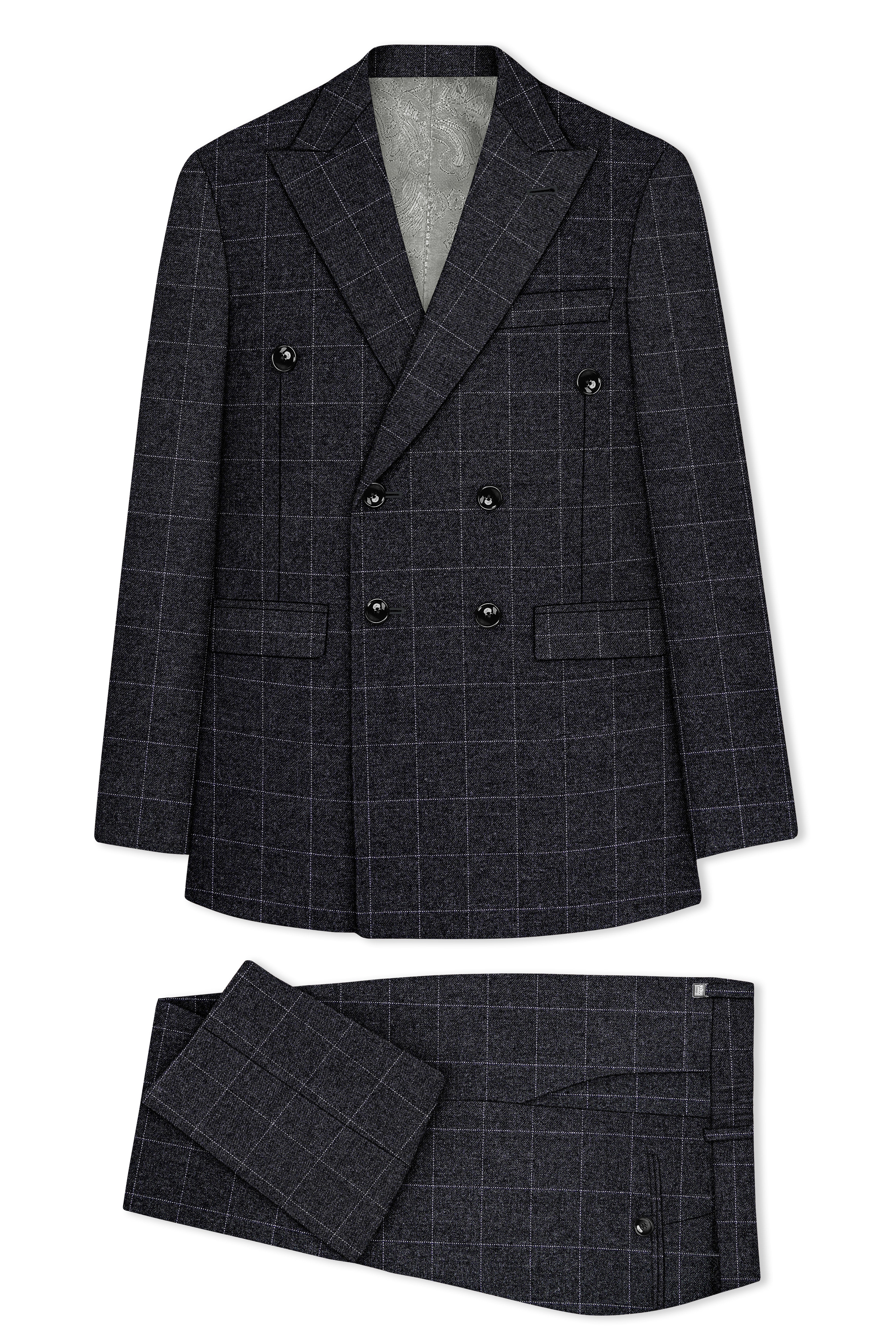 Fenrir-Shark Gray windowpane Tweed Double Breasted Suits