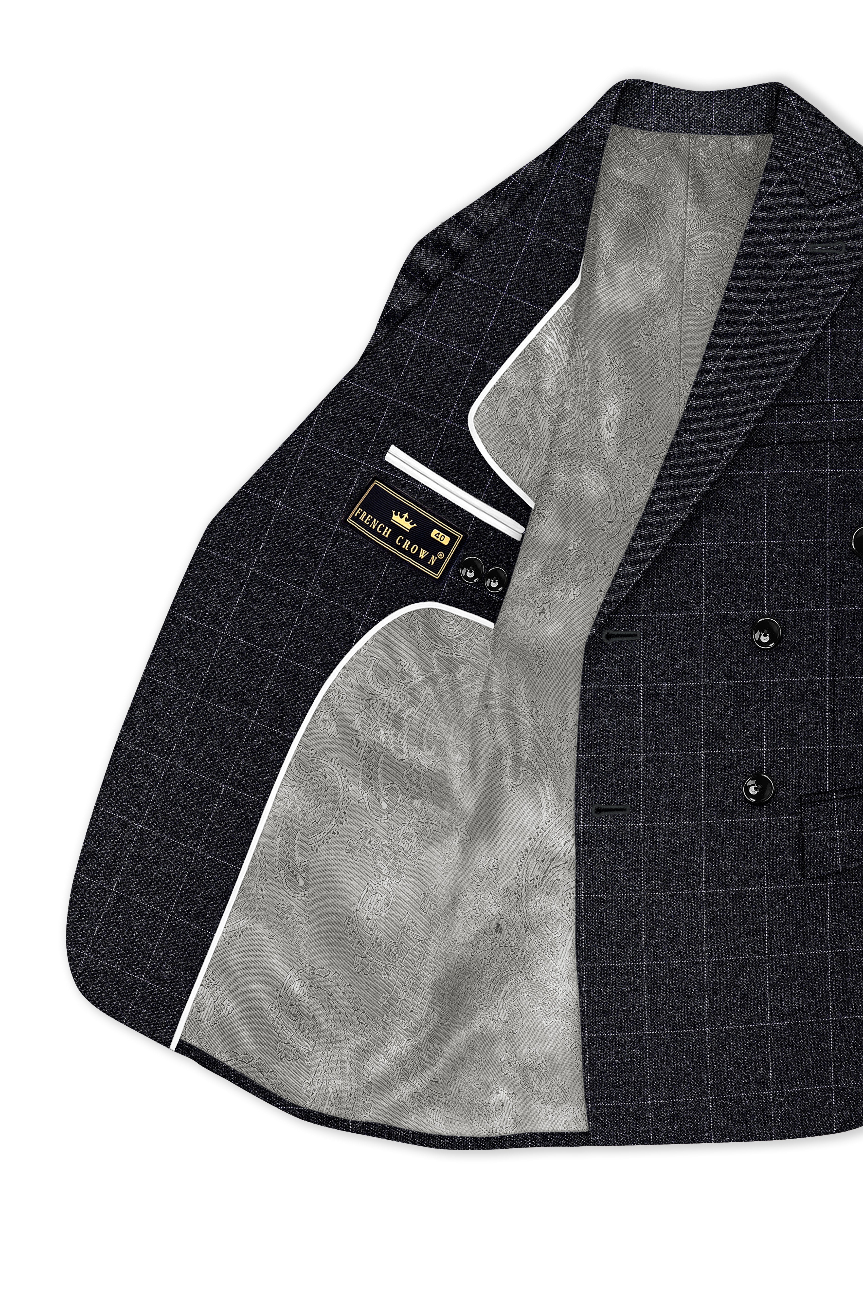Fenrir-Shark Gray windowpane Tweed Double Breasted Suits