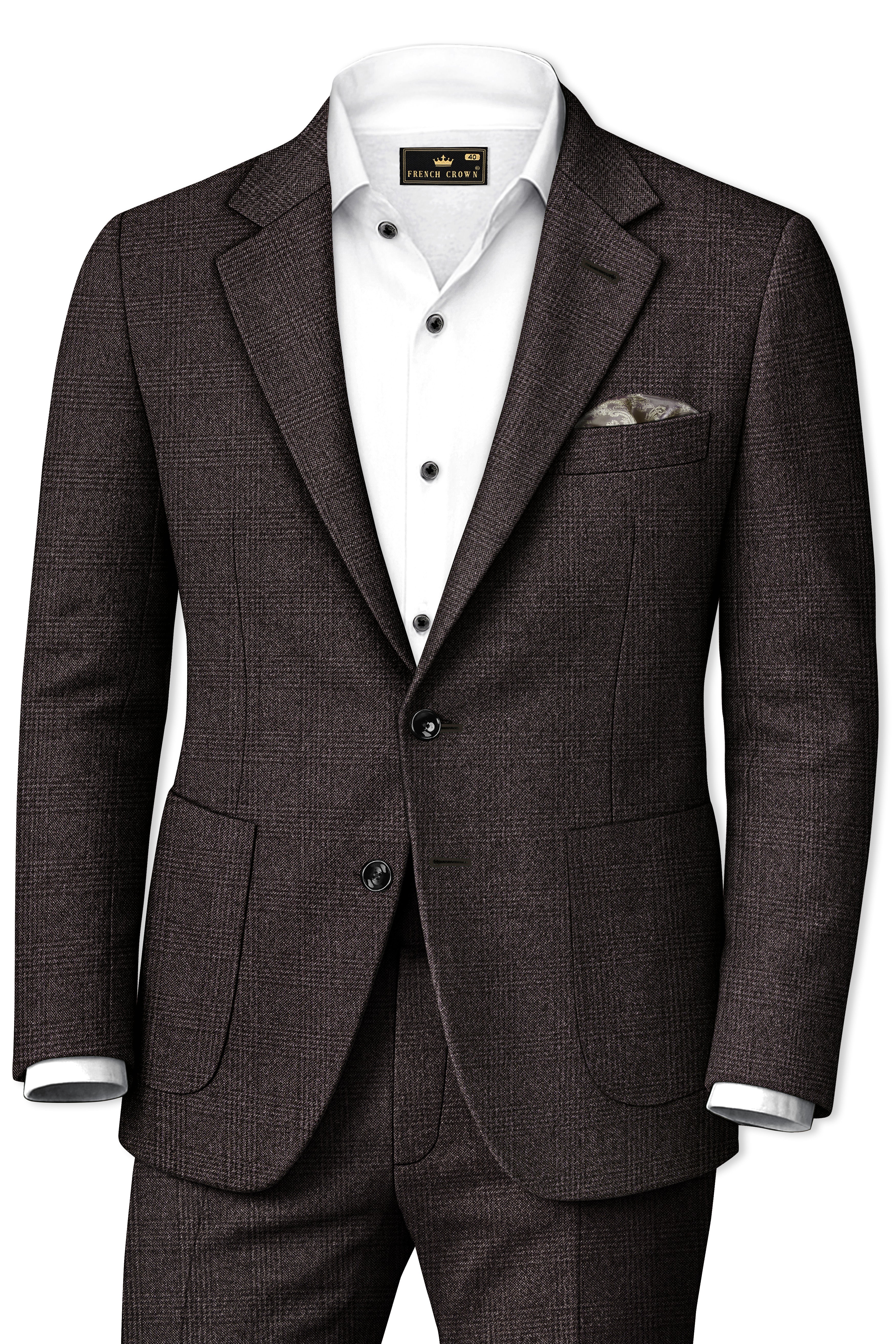 Bruno-Chicago Brown Wales Plaid Tweed Single Breasted Sports Suits