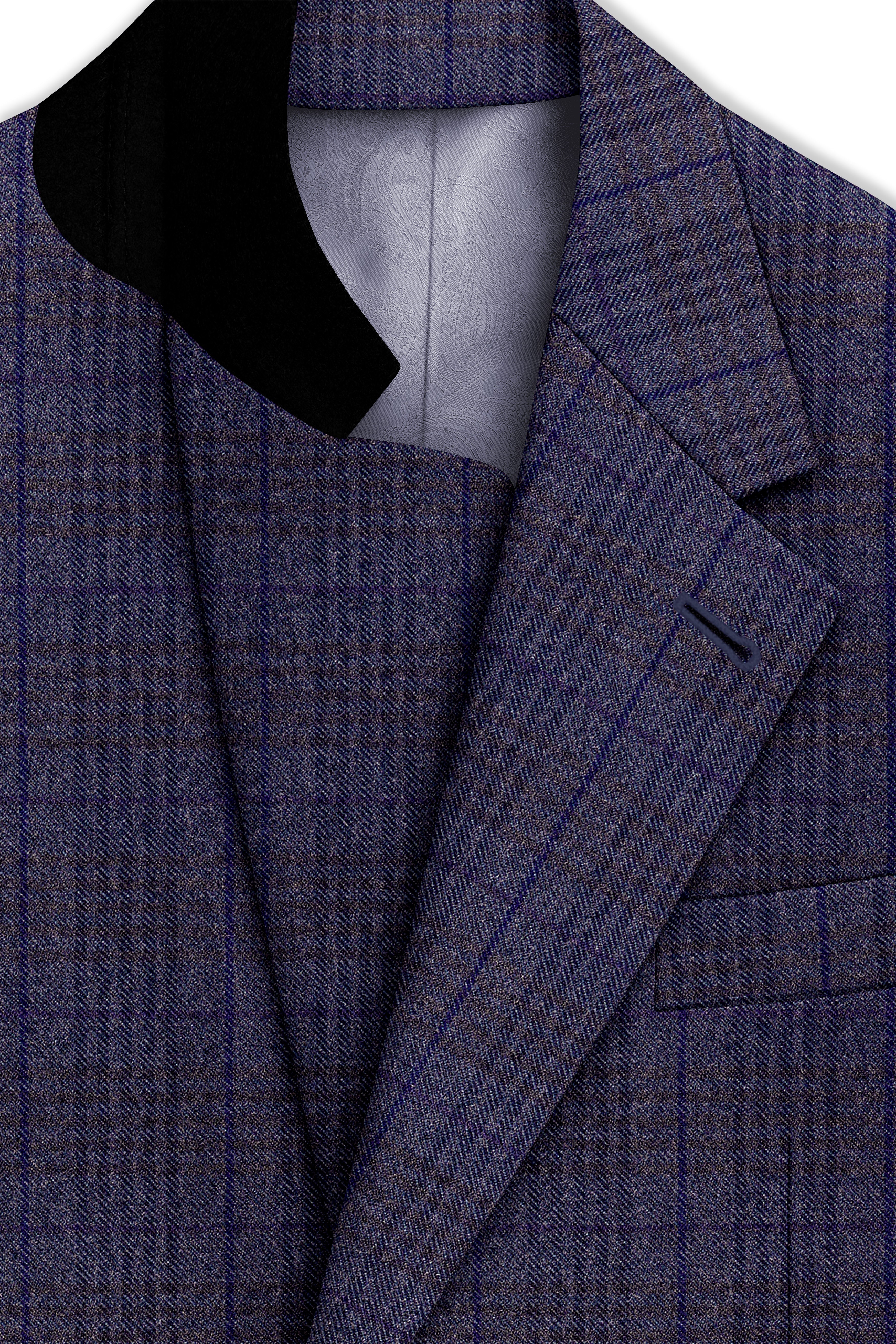 Horizon-Martinique Blue windowpane Tweed Single Breasted Sports Suits