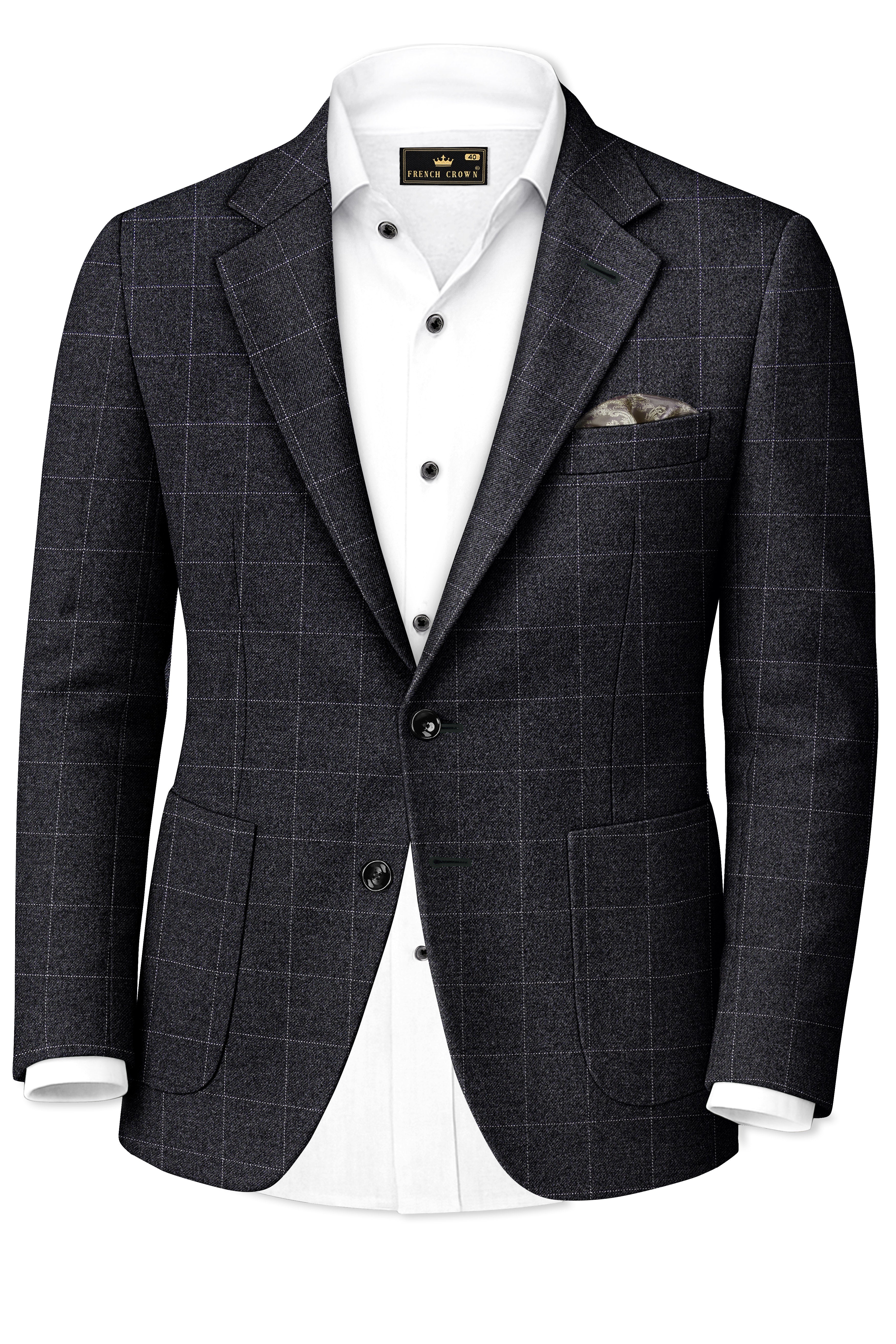 Fenrir-Shark Gray windowpane Tweed Single Breasted Sports Suits