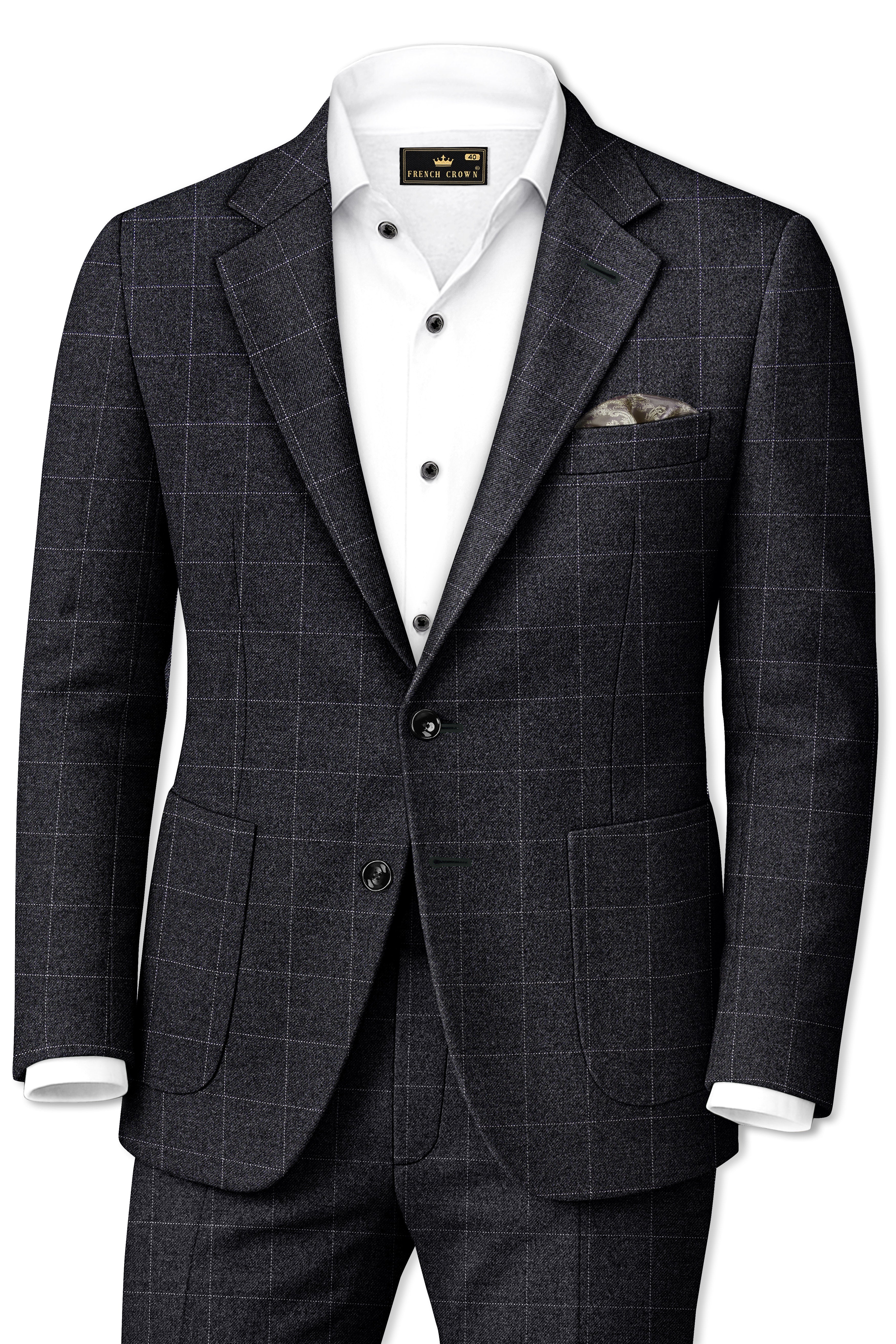Fenrir-Shark Gray windowpane Tweed Single Breasted Sports Suits