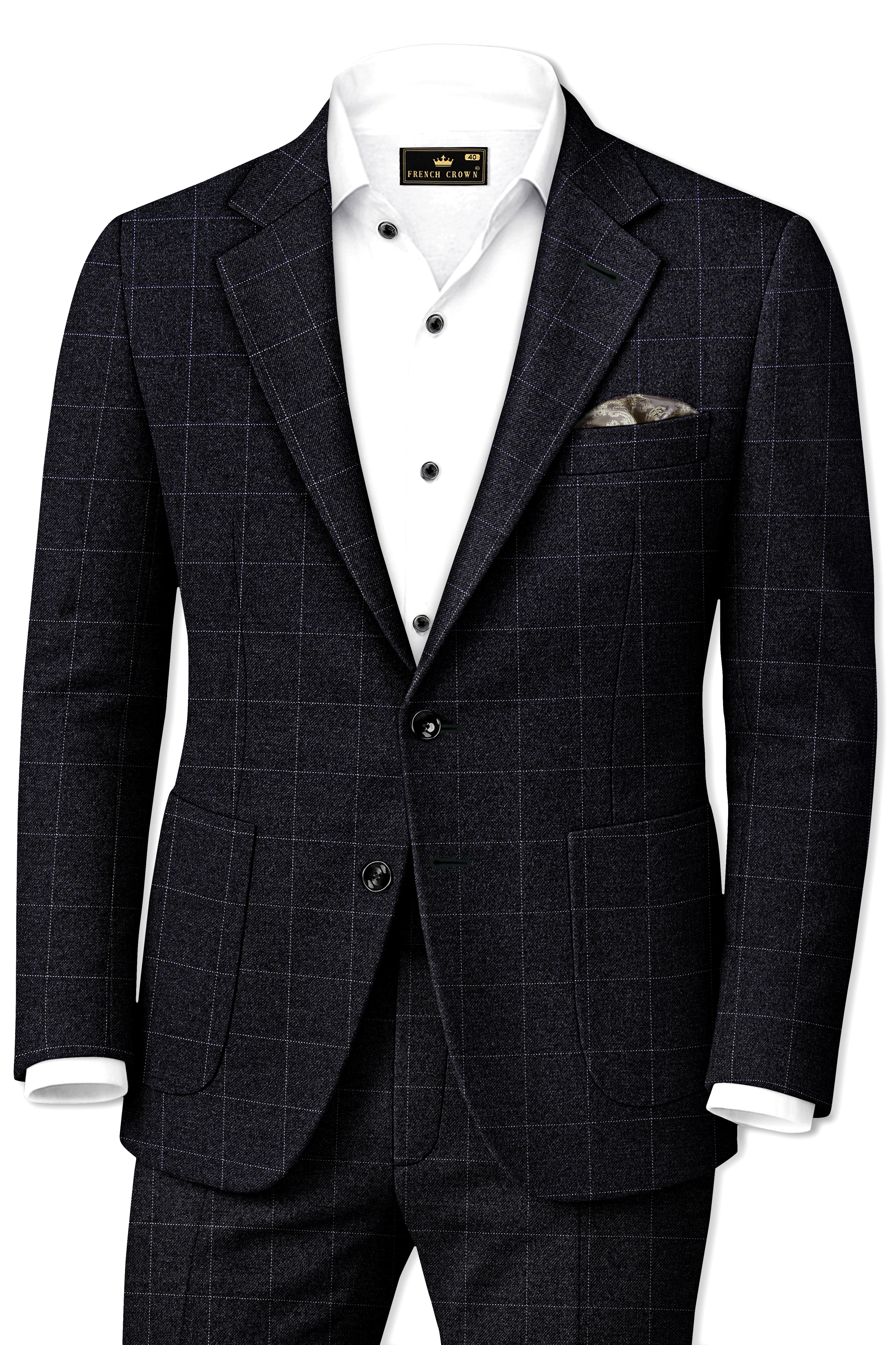 Fenrir-Shark Gray windowpane Tweed Single Breasted Sports Suits