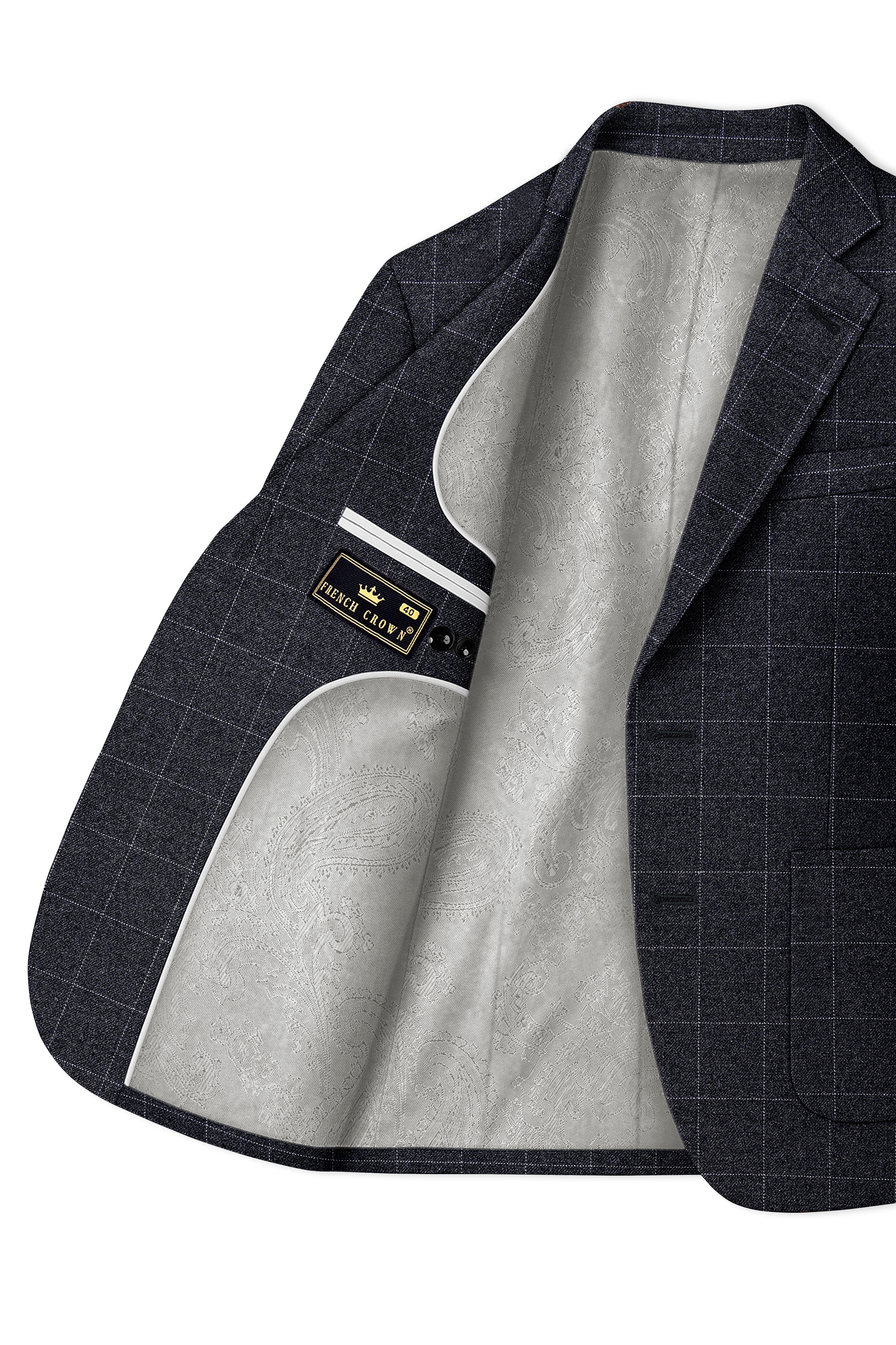 Fenrir-Shark Gray windowpane Tweed Single Breasted Sports Suits