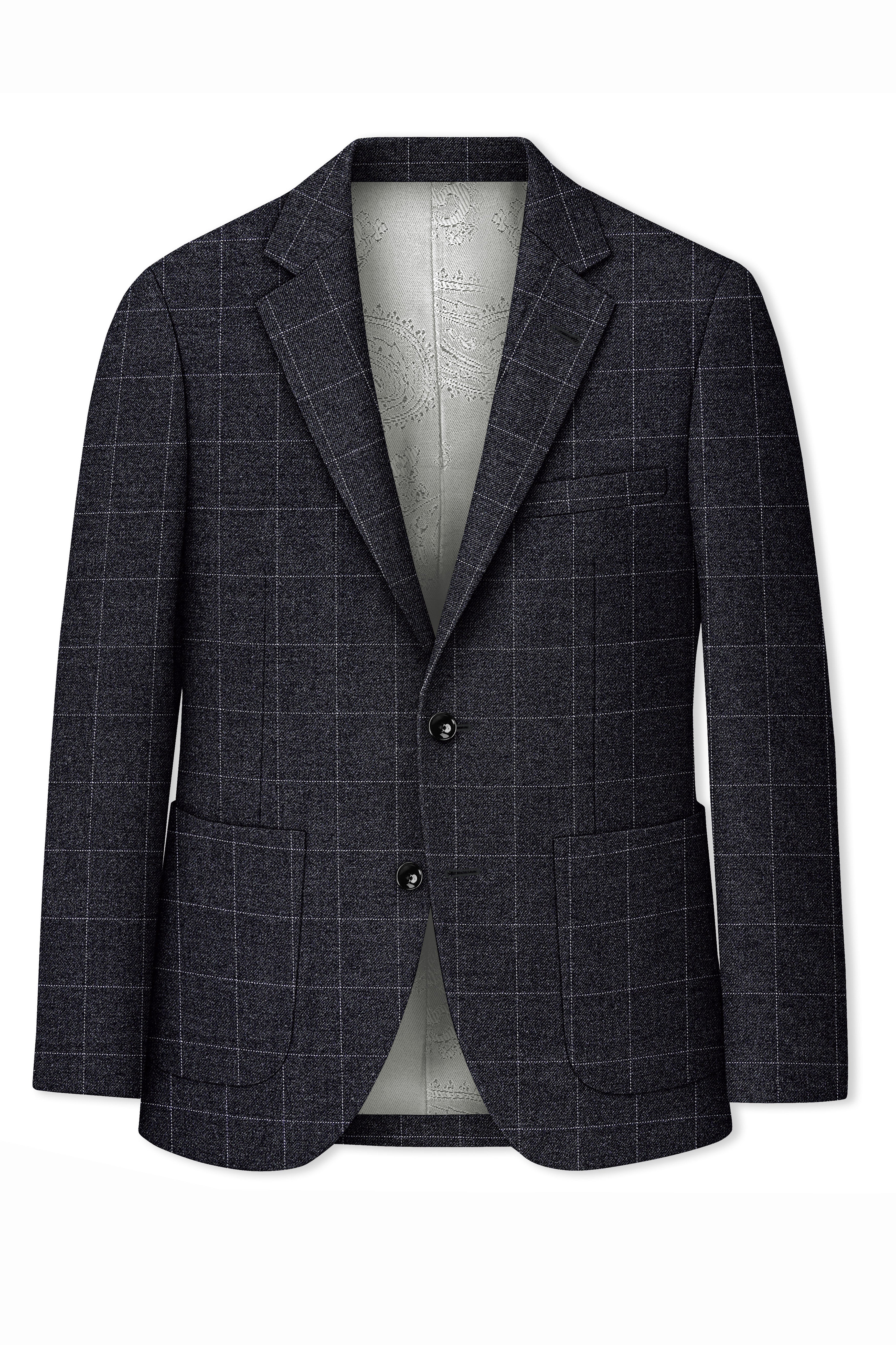 Fenrir-Shark Gray windowpane Tweed Single Breasted Sports Suits
