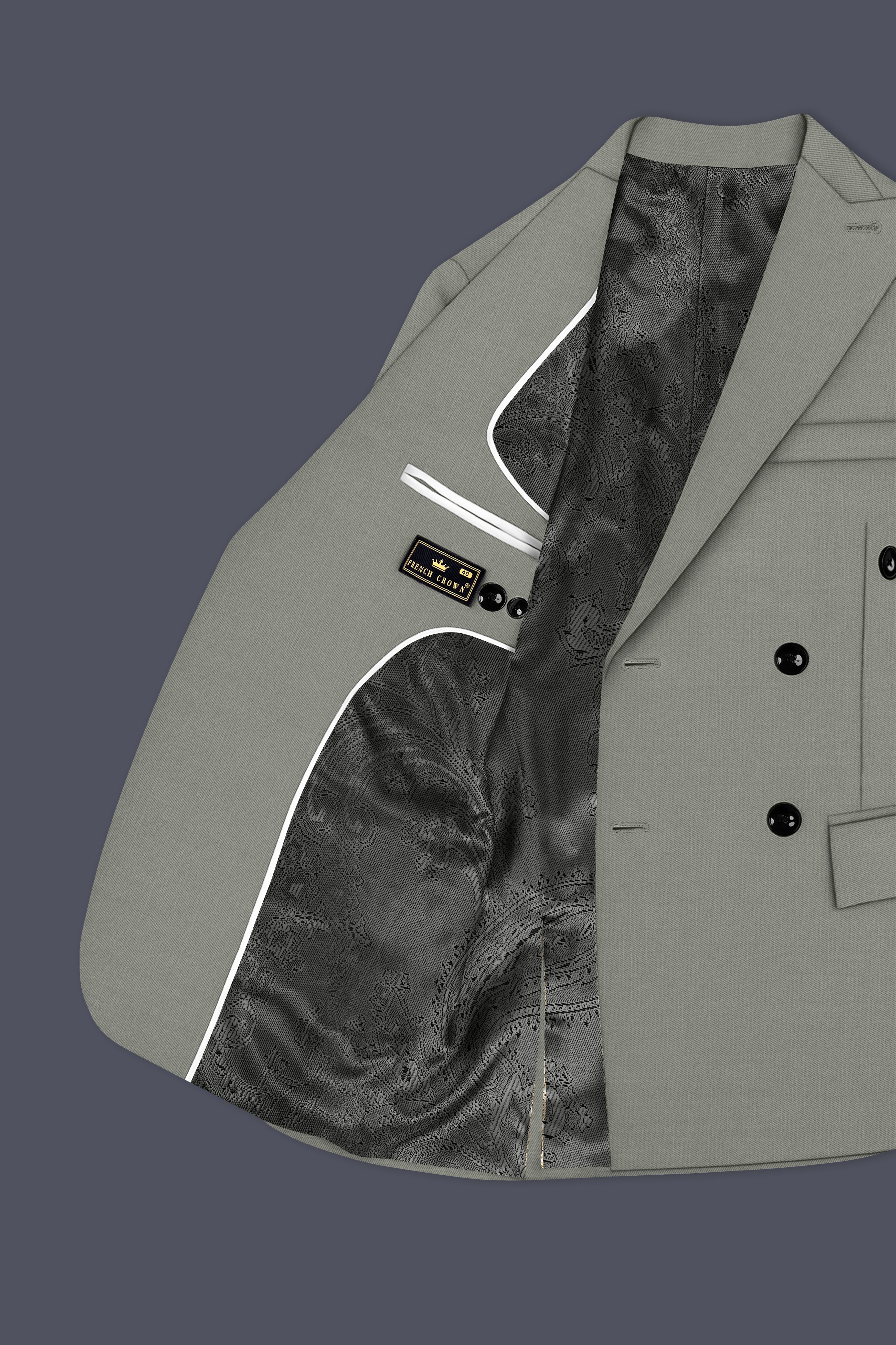 Verdure-Sage Green Wool Rich Double Breasted Slight Stretch Suits