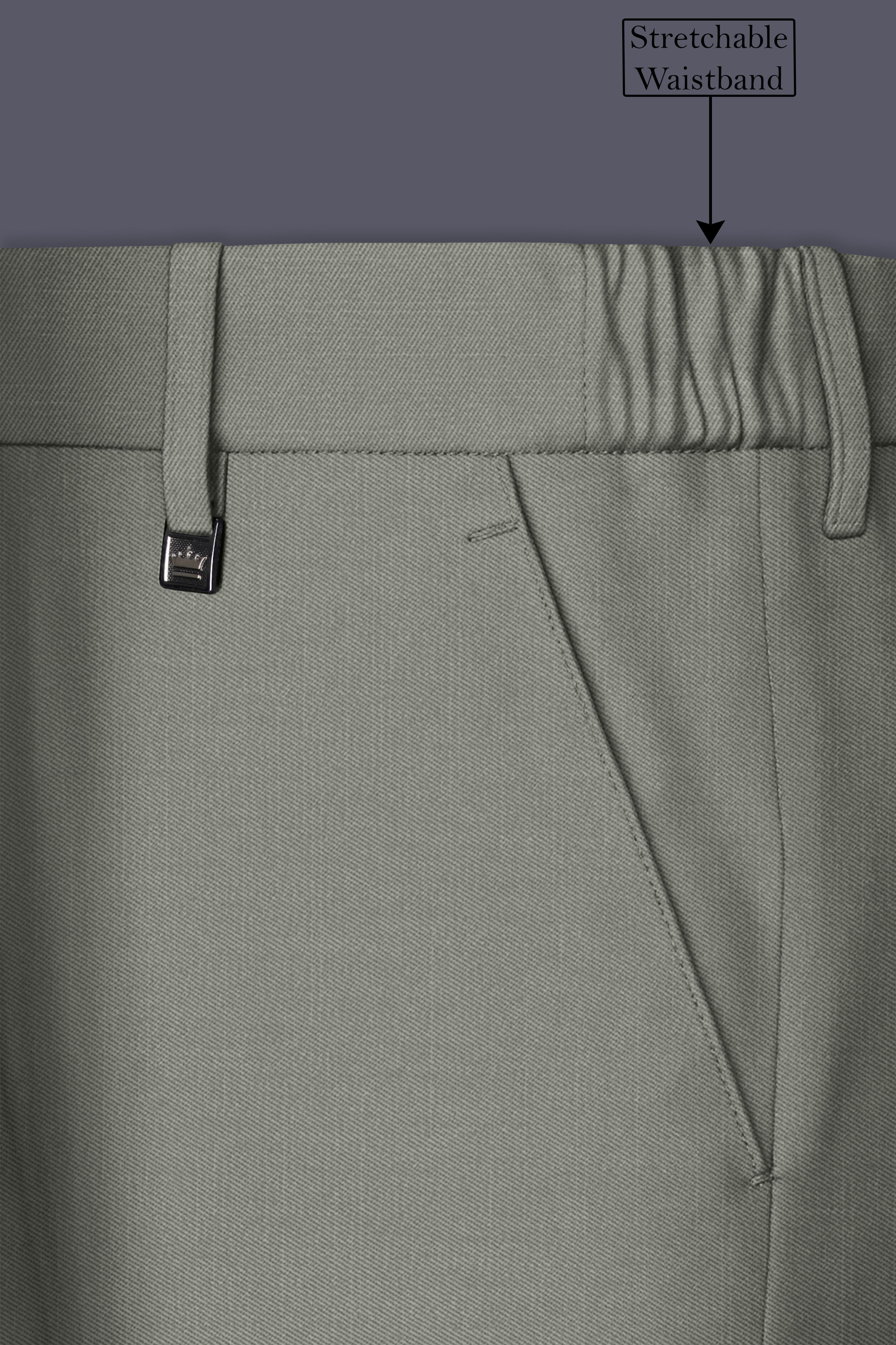 Verdure-Sage Green Wool Rich Peak Lapel Tuxedo Slight Stretch Suits