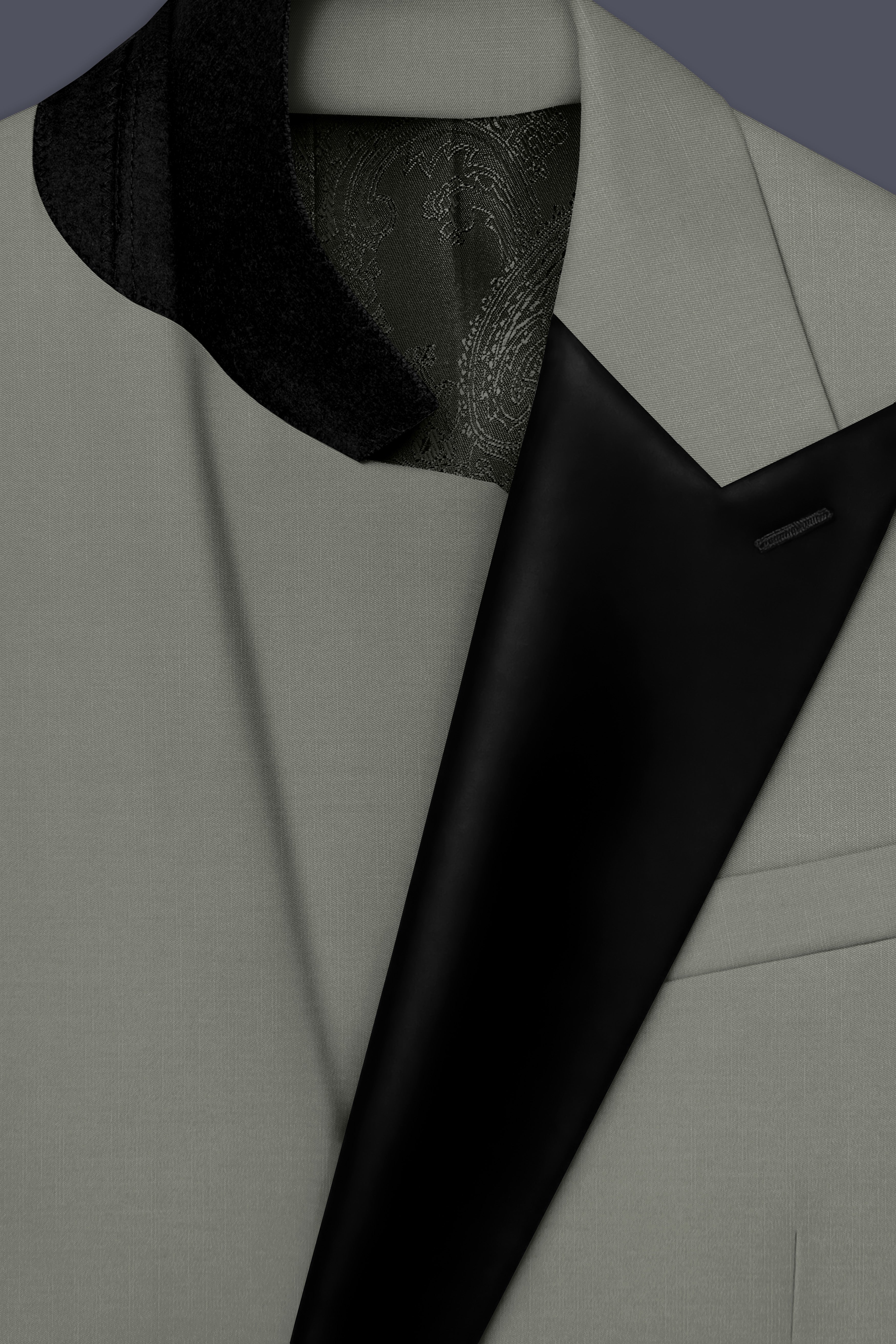 Verdure-Sage Green Wool Rich Peak Lapel Tuxedo Slight Stretch Suits