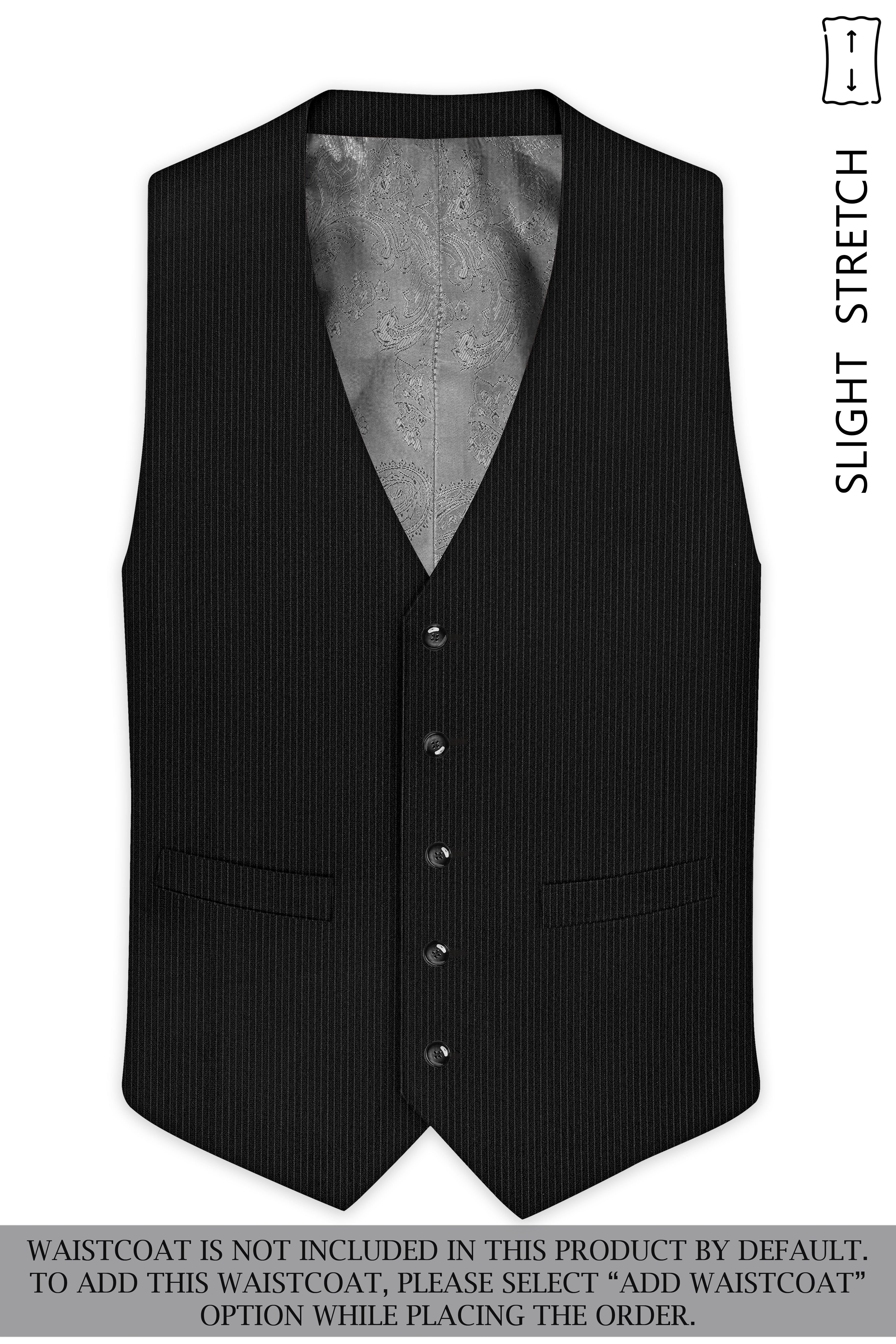 Aurejax-Jade Black Pencil Striped Wool Rich Slight Stretch Single Breasted Suit