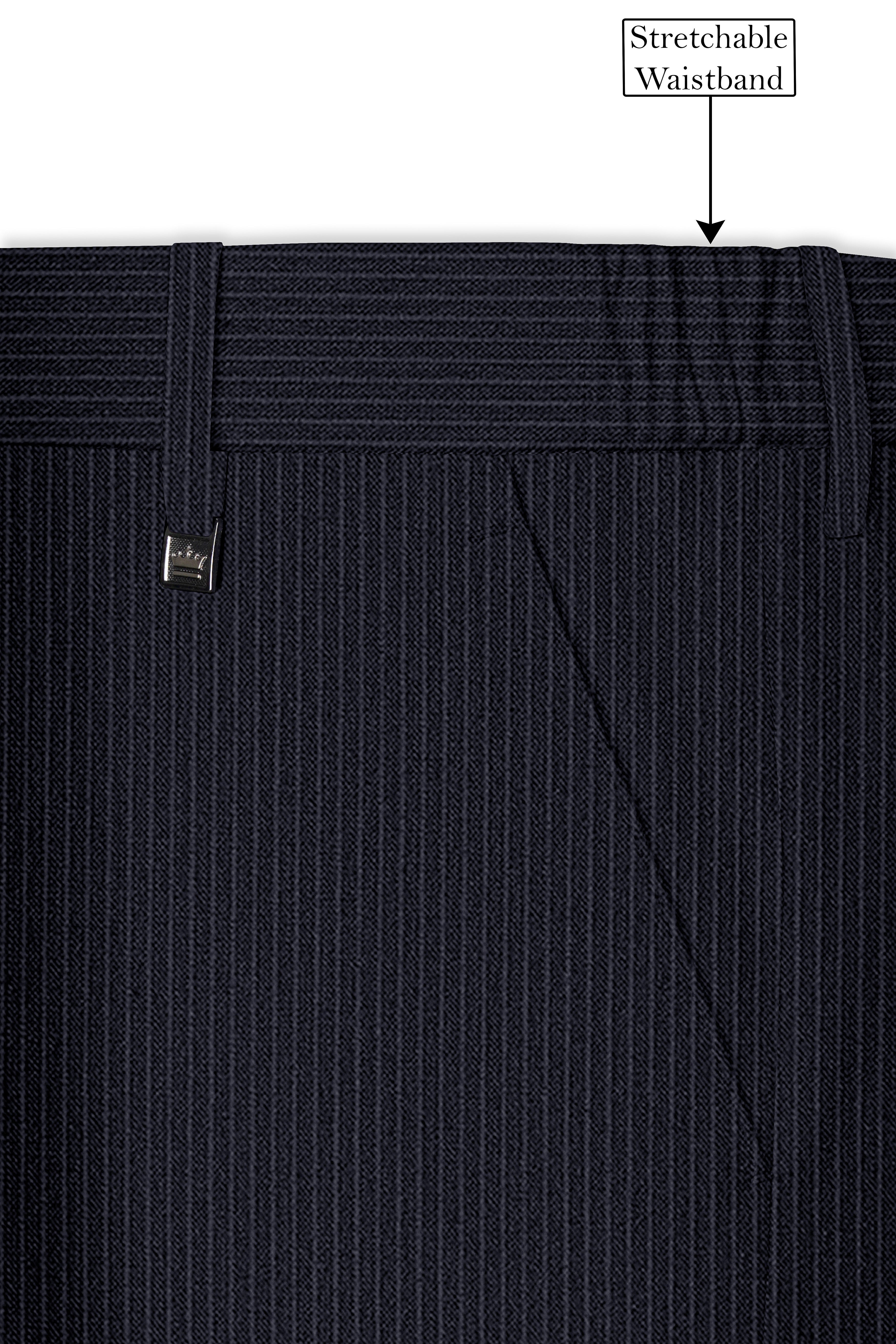 Cosmire-Space Blue Pencil Striped Wool Rich Slight Stretch Single Breasted Suit