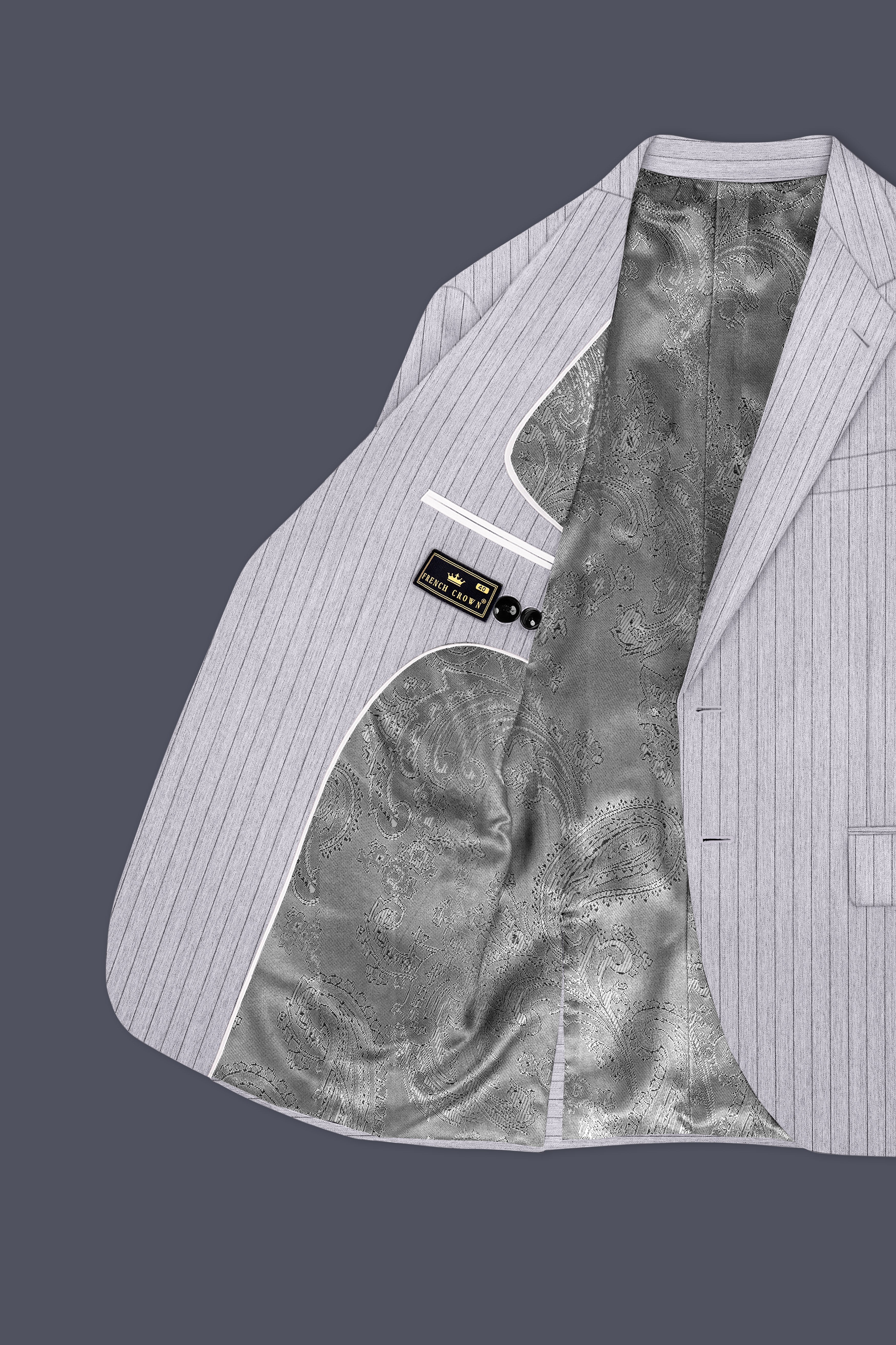 Grisvoro-Sterling Gray Pin Striped Wool Rich Slight Stretch Single Breasted Suit