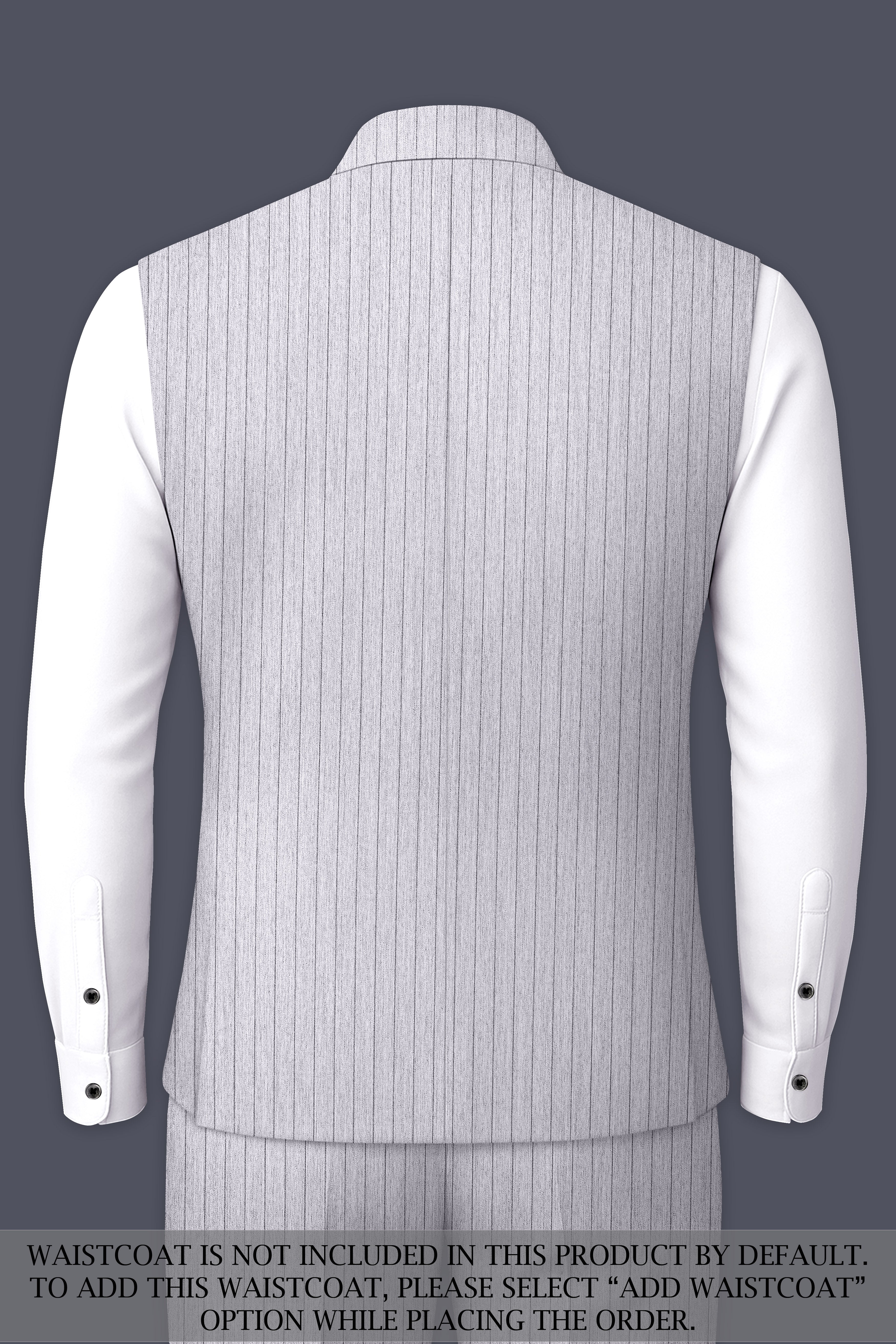 Grisvoro-Sterling Gray Pin Striped Wool Rich Bandhgala Slight Stretch Suit