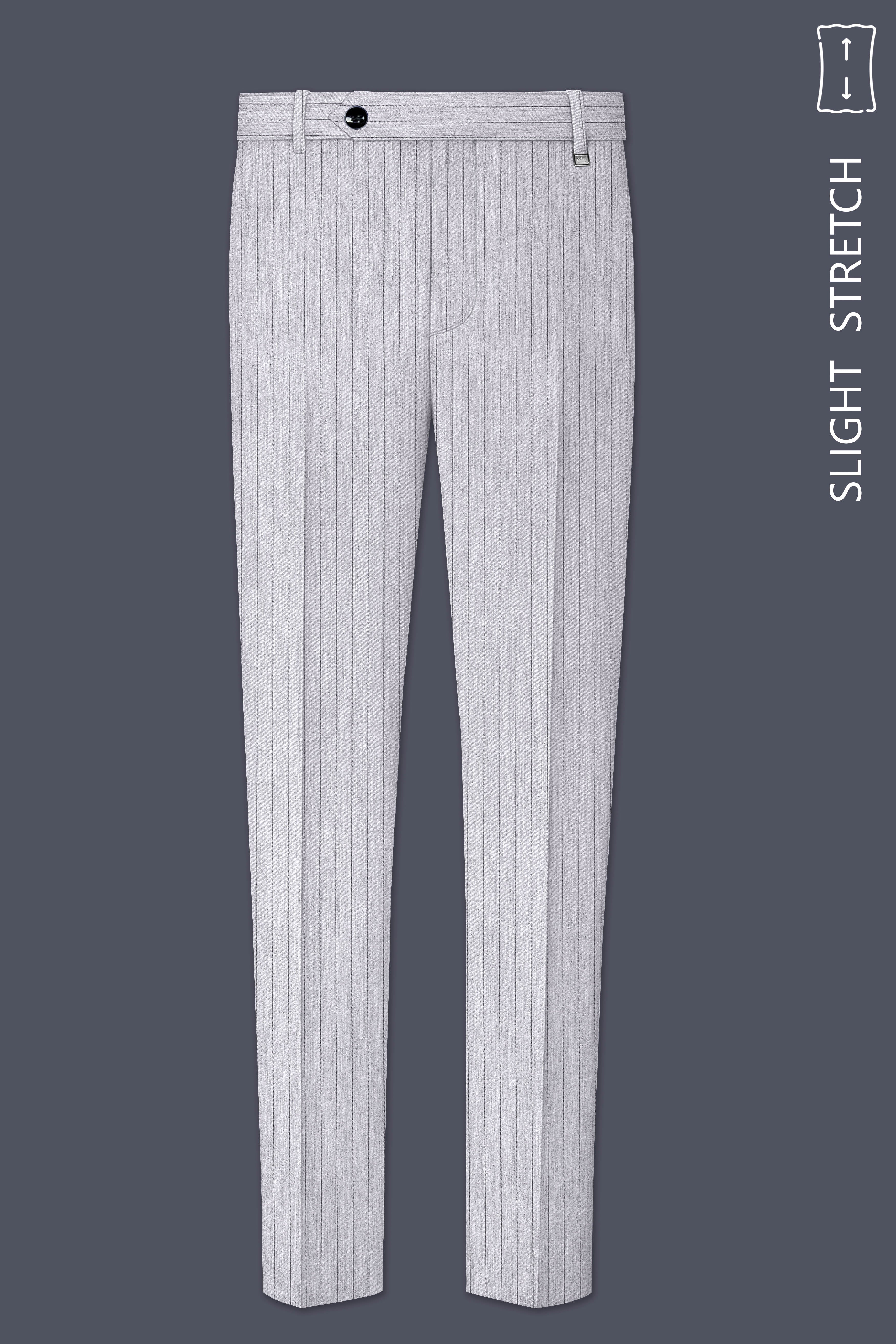 Grisvoro-Sterling Gray Pin Striped Wool Rich Slight Stretch Cross Placket Bandhgala Suit