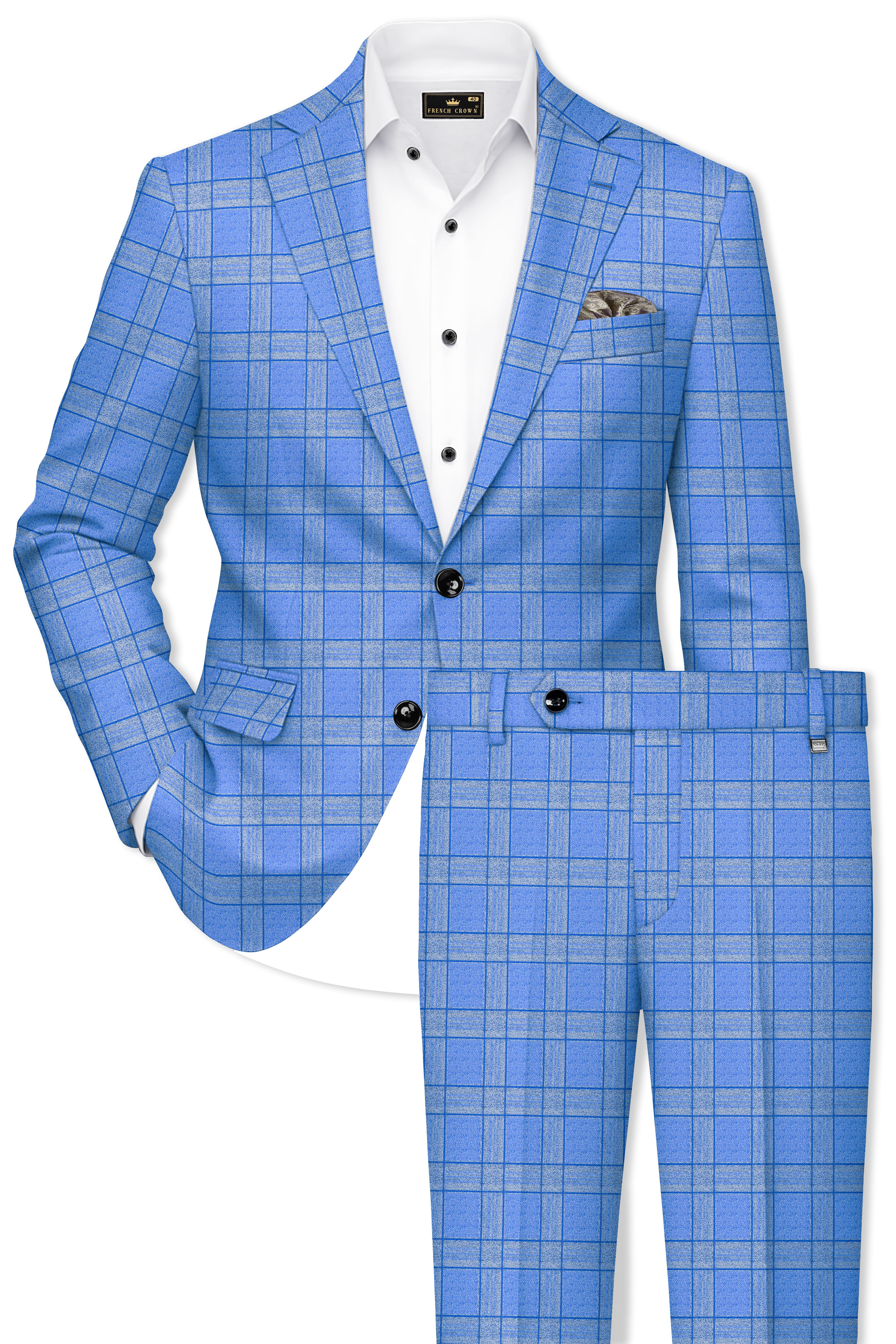 Mariner-Danube Blue Wool Blend Single Breasted Suit
