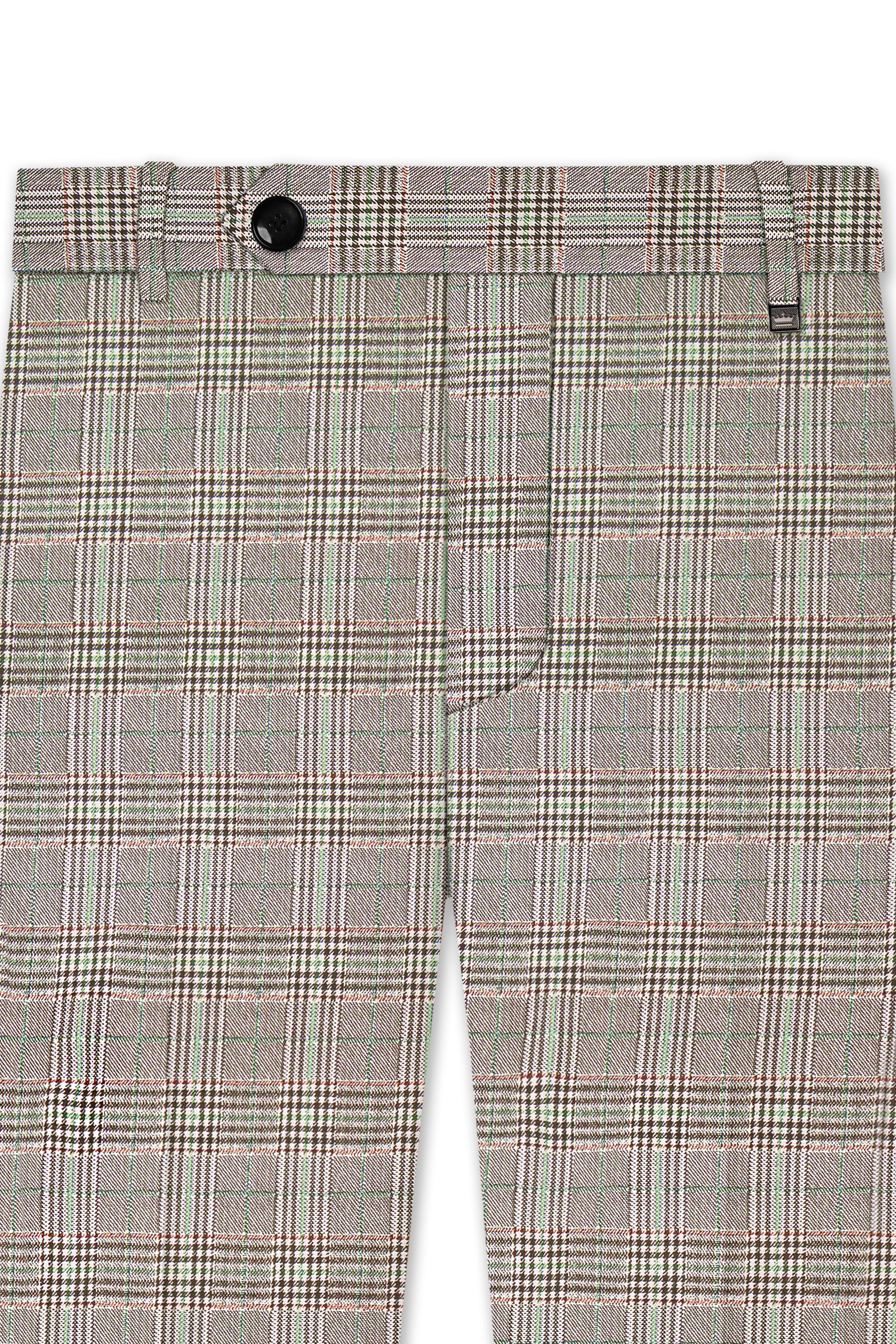 Truffle-Café Noir Brown Plaid Wool Rich Single Breasted Suit