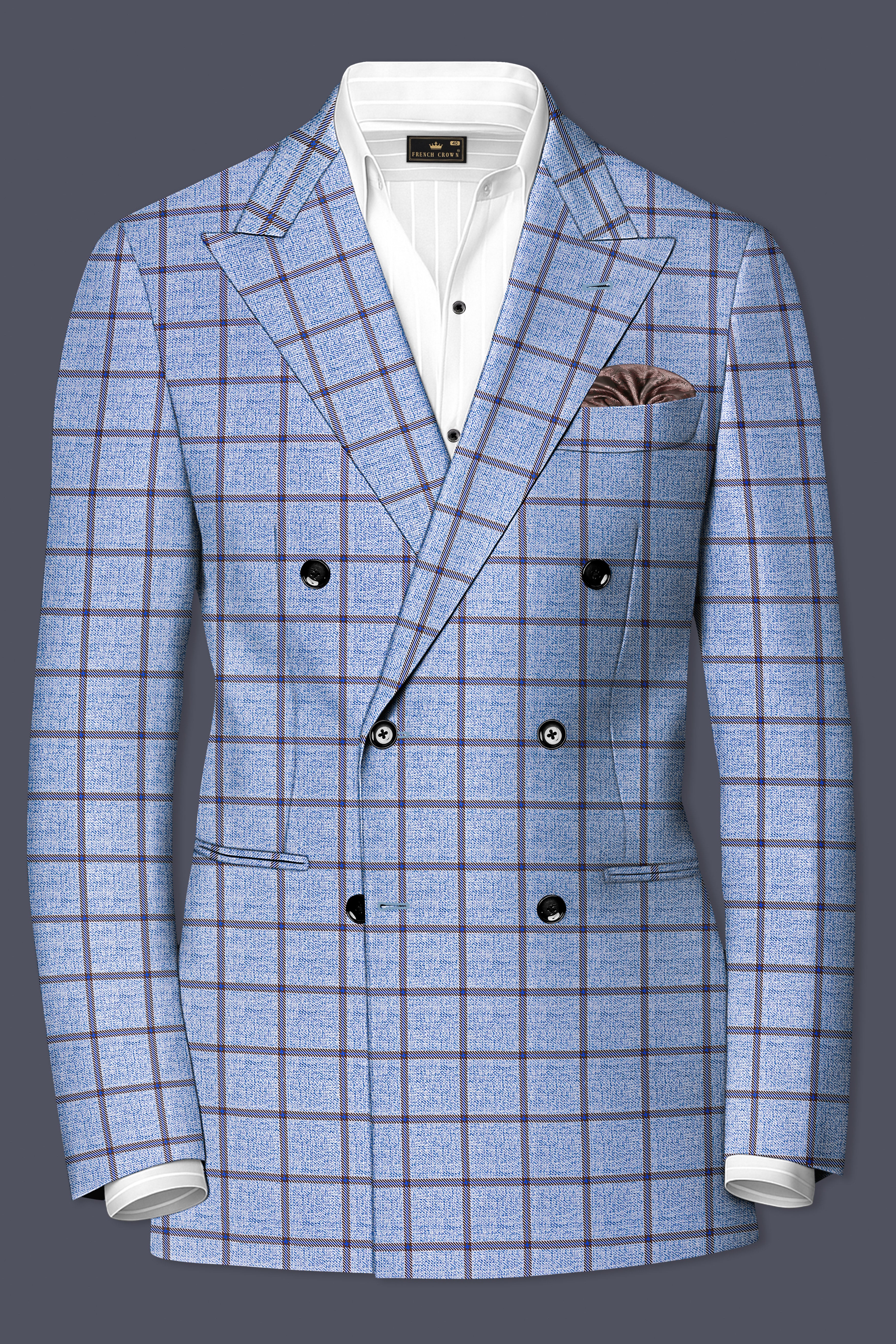 Mistrel-Spun Pearl Blue Windows Wool Rich Double Breasted Suit