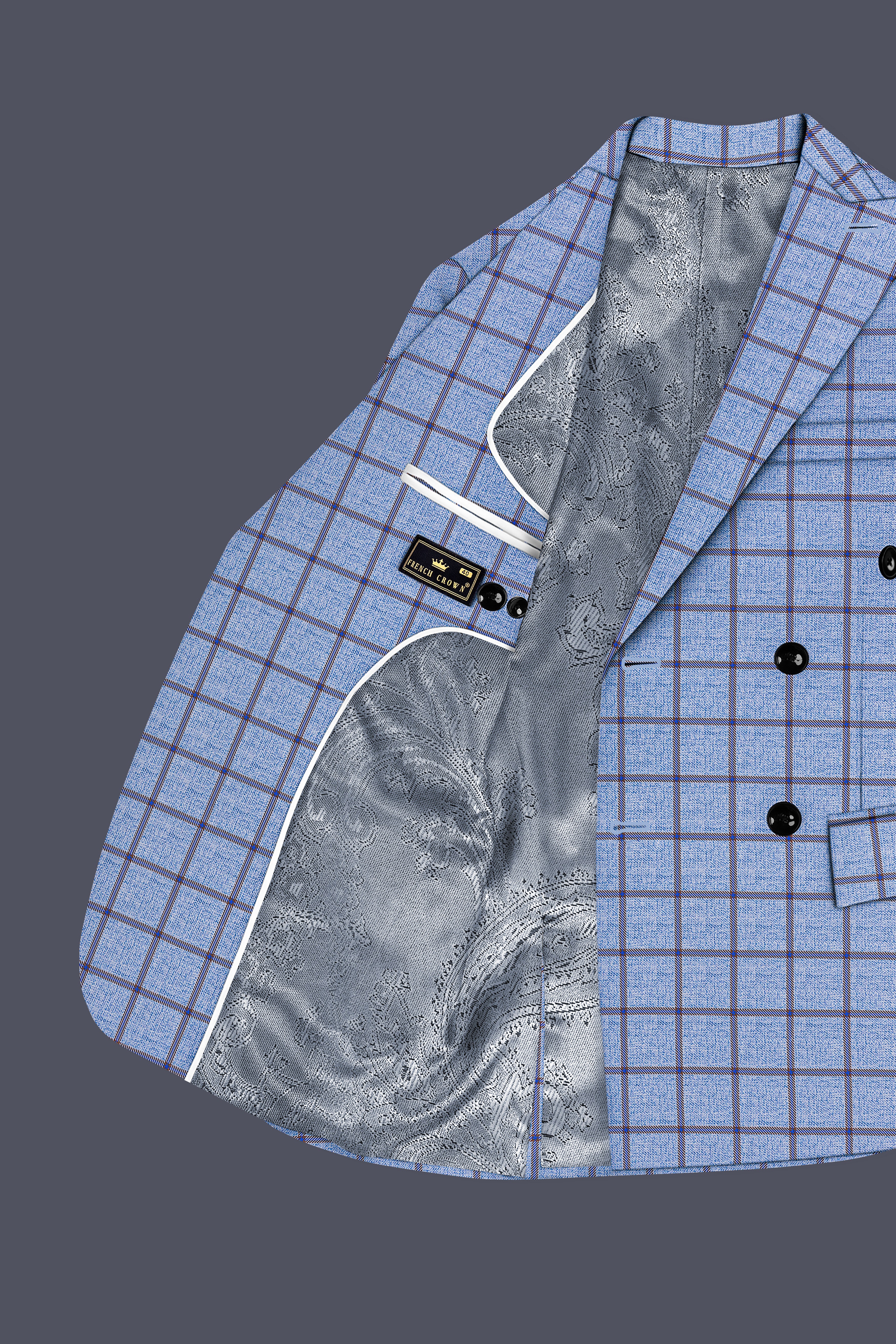 Mistrel-Spun Pearl Blue Windows Wool Rich Double Breasted Suit