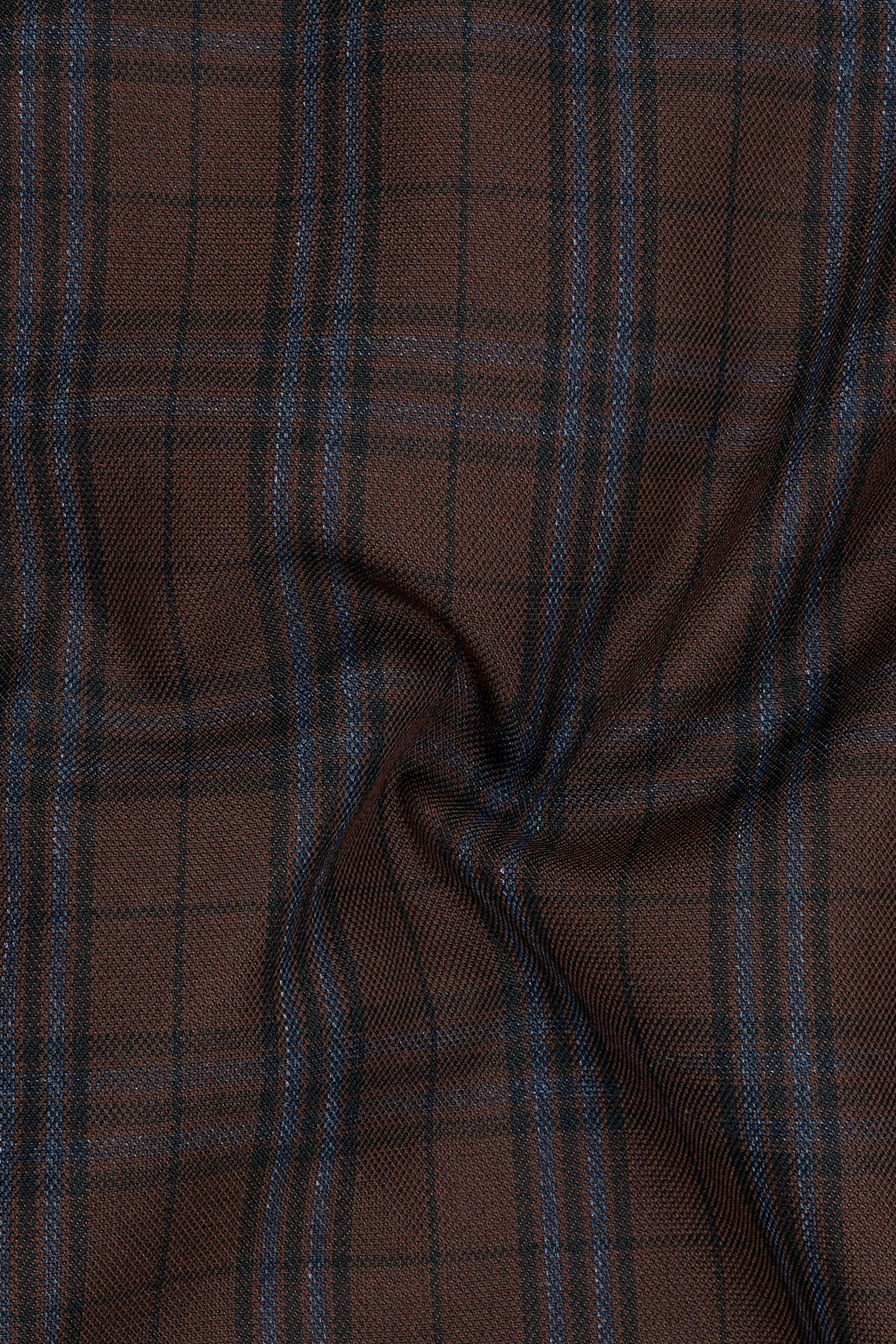 Cedar-Gingerbread Brown Plaid Wool blend Double Brested Suit