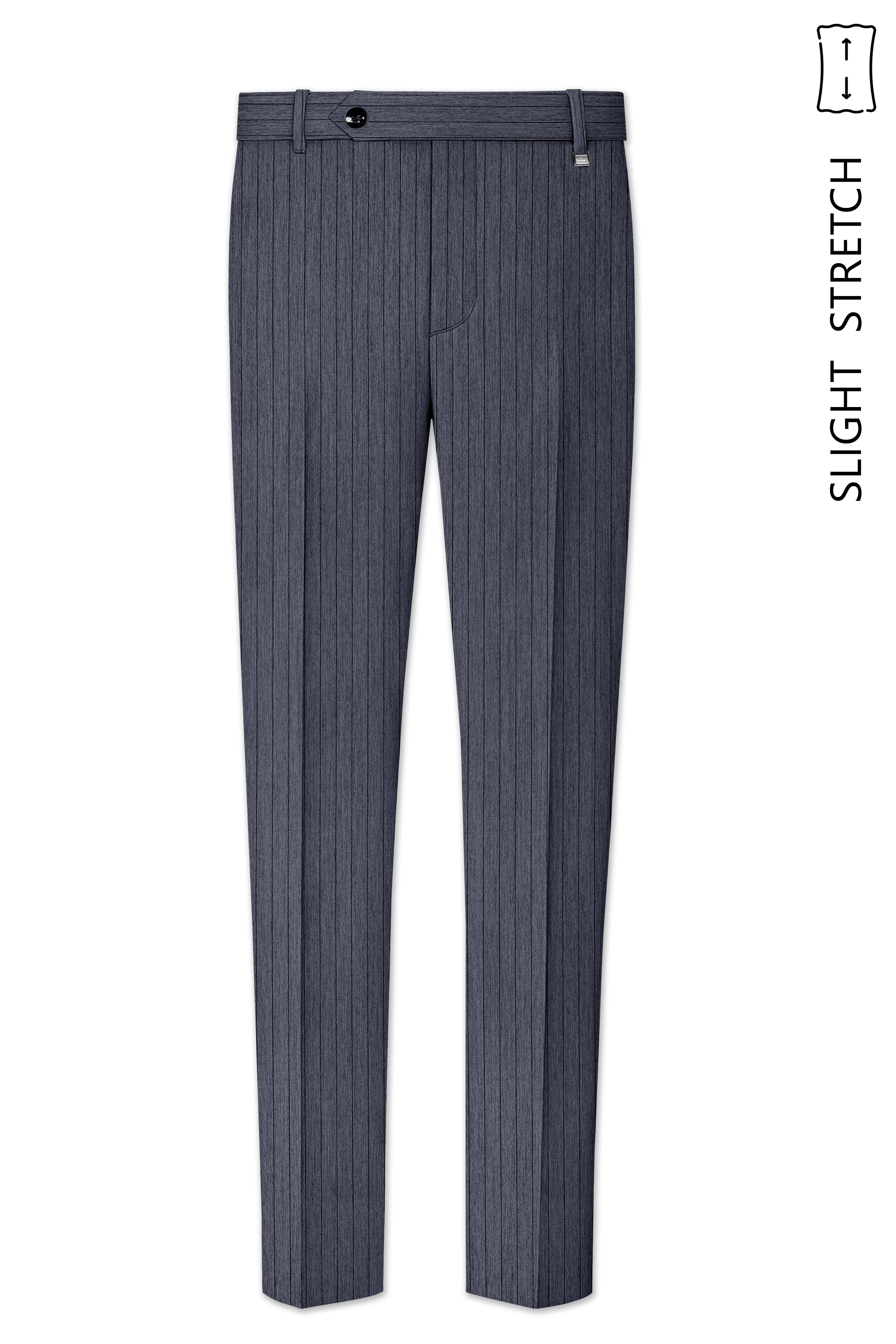 Azurion-Ninja Blue Pin Striped Wool Rich Slight Stretch Double Breasted Suit
