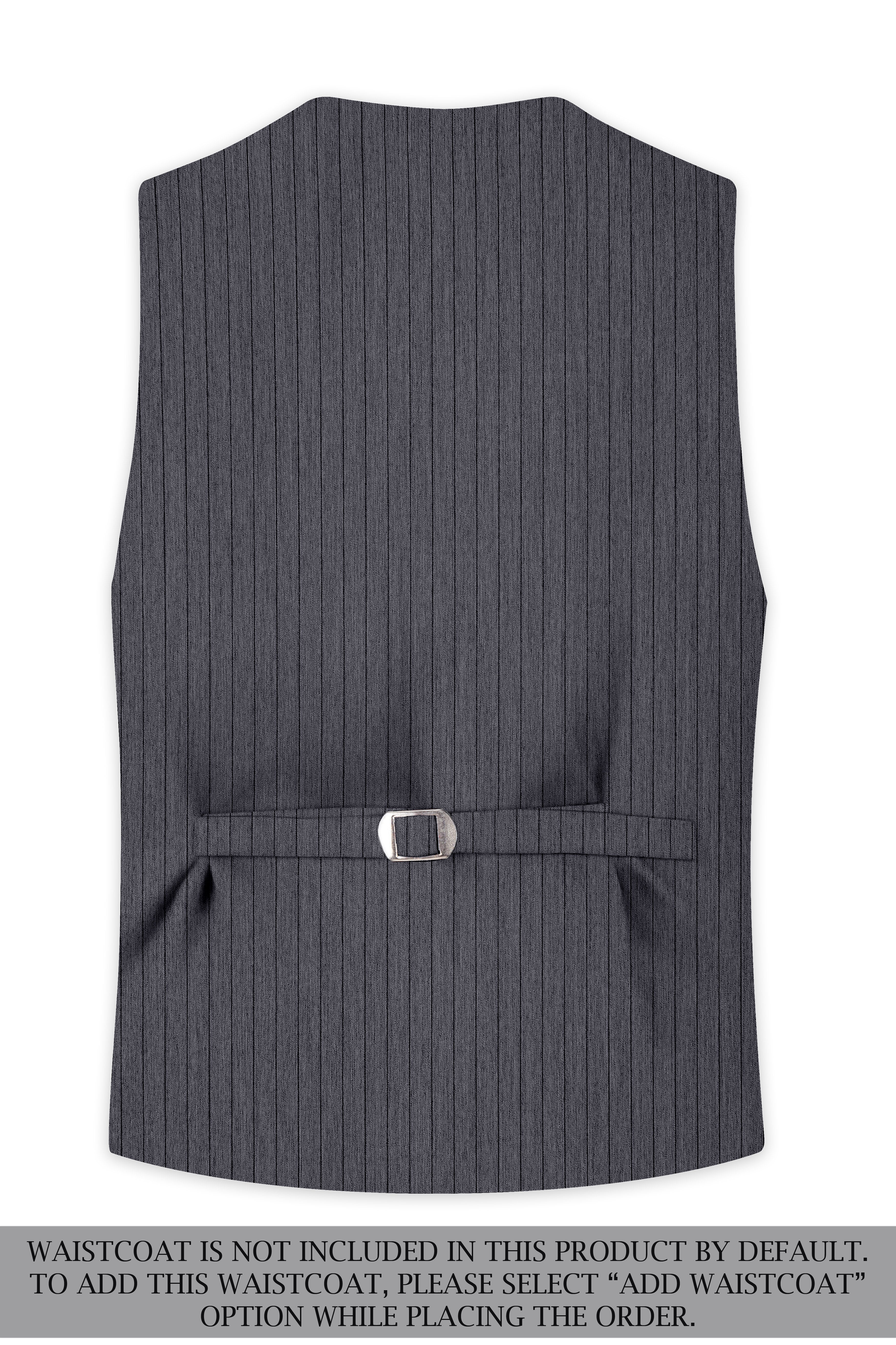 Noctaro-Vampire Gray Pin Striped Wool Rich Slight Stretch Double Breasted Suit