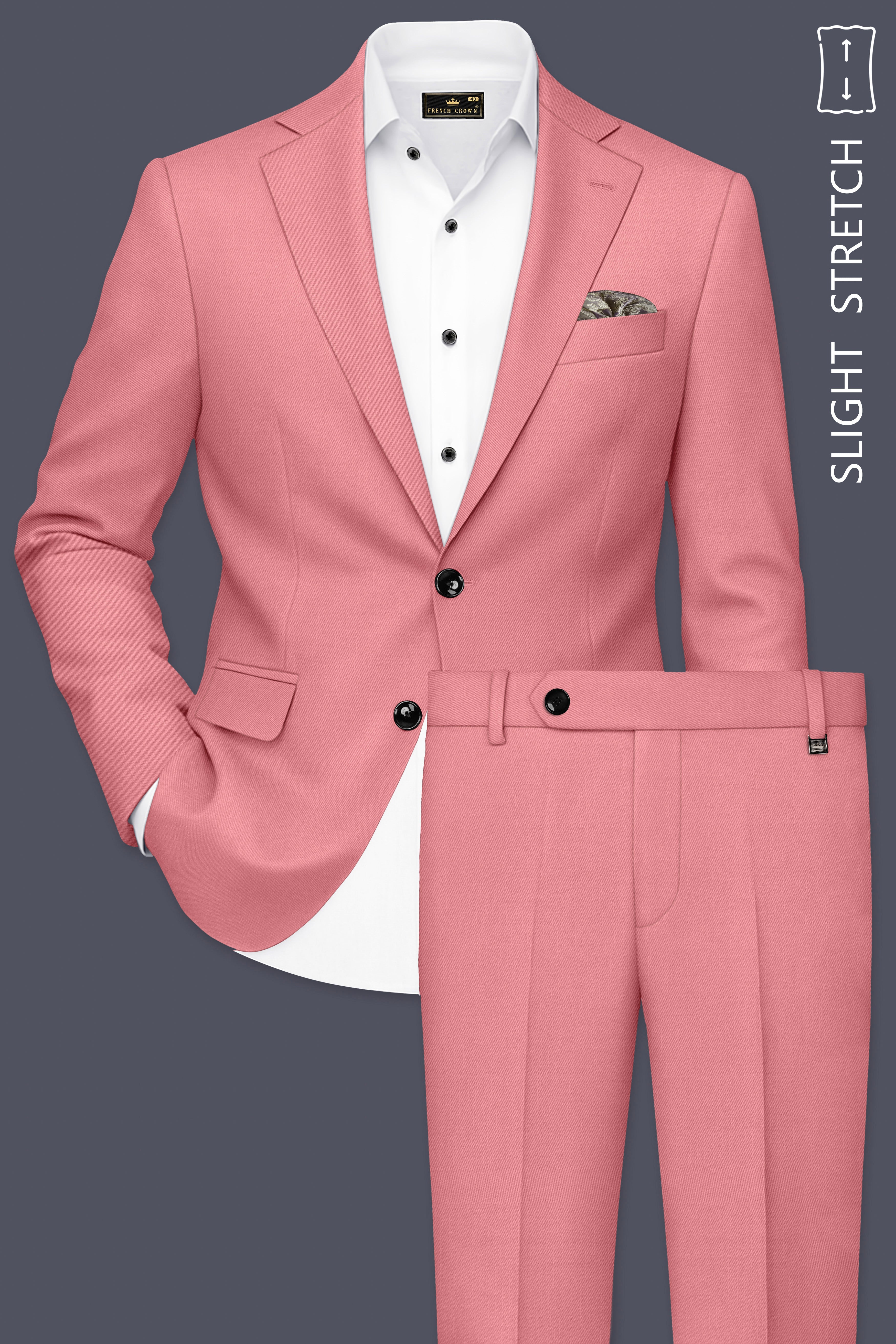 Solaro-Coral Orange Wool Rich Slight Stretch Single Breasted Suit