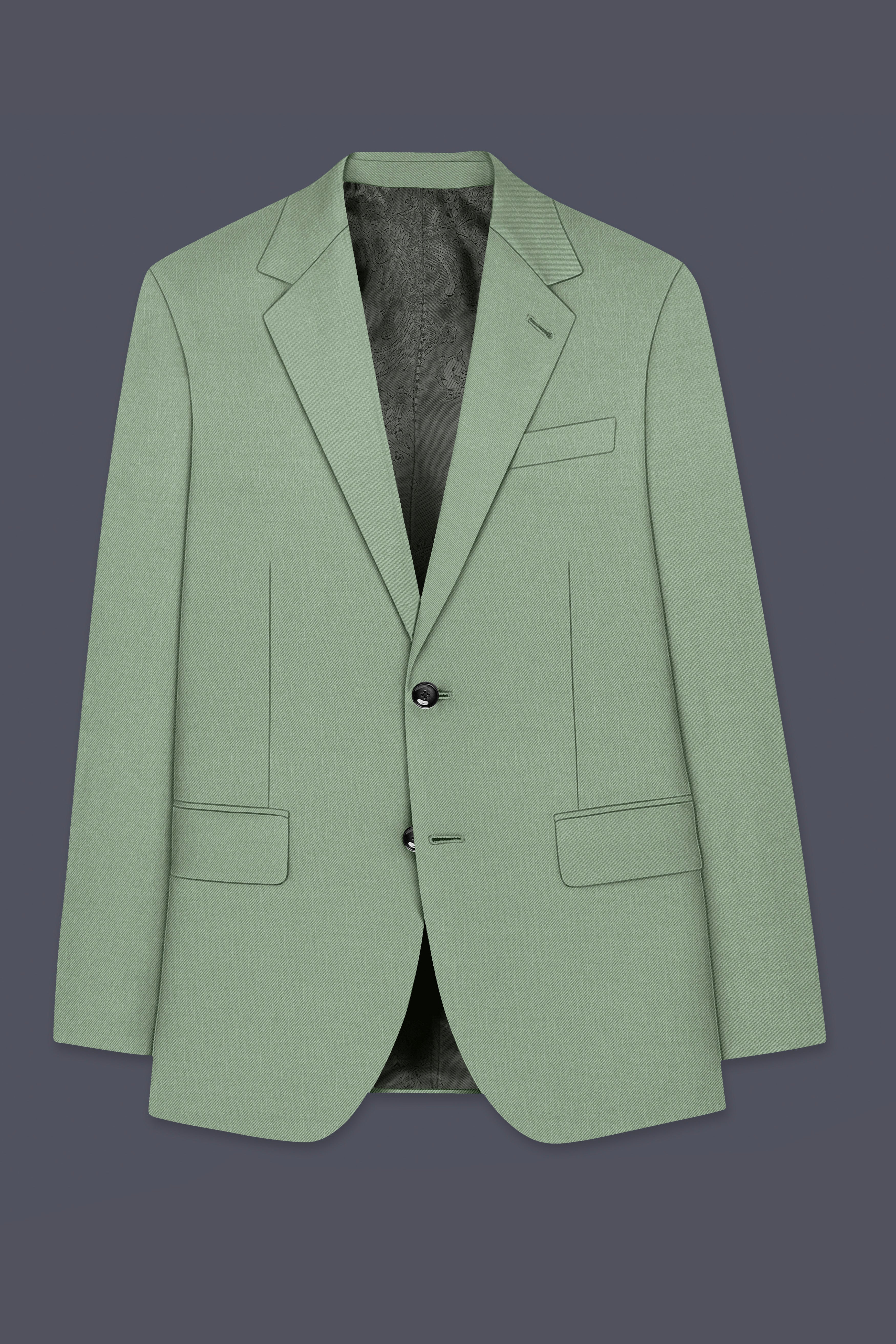 Basil-Spanish Green Wool Rich Slight Stretch Single Breasted Suit